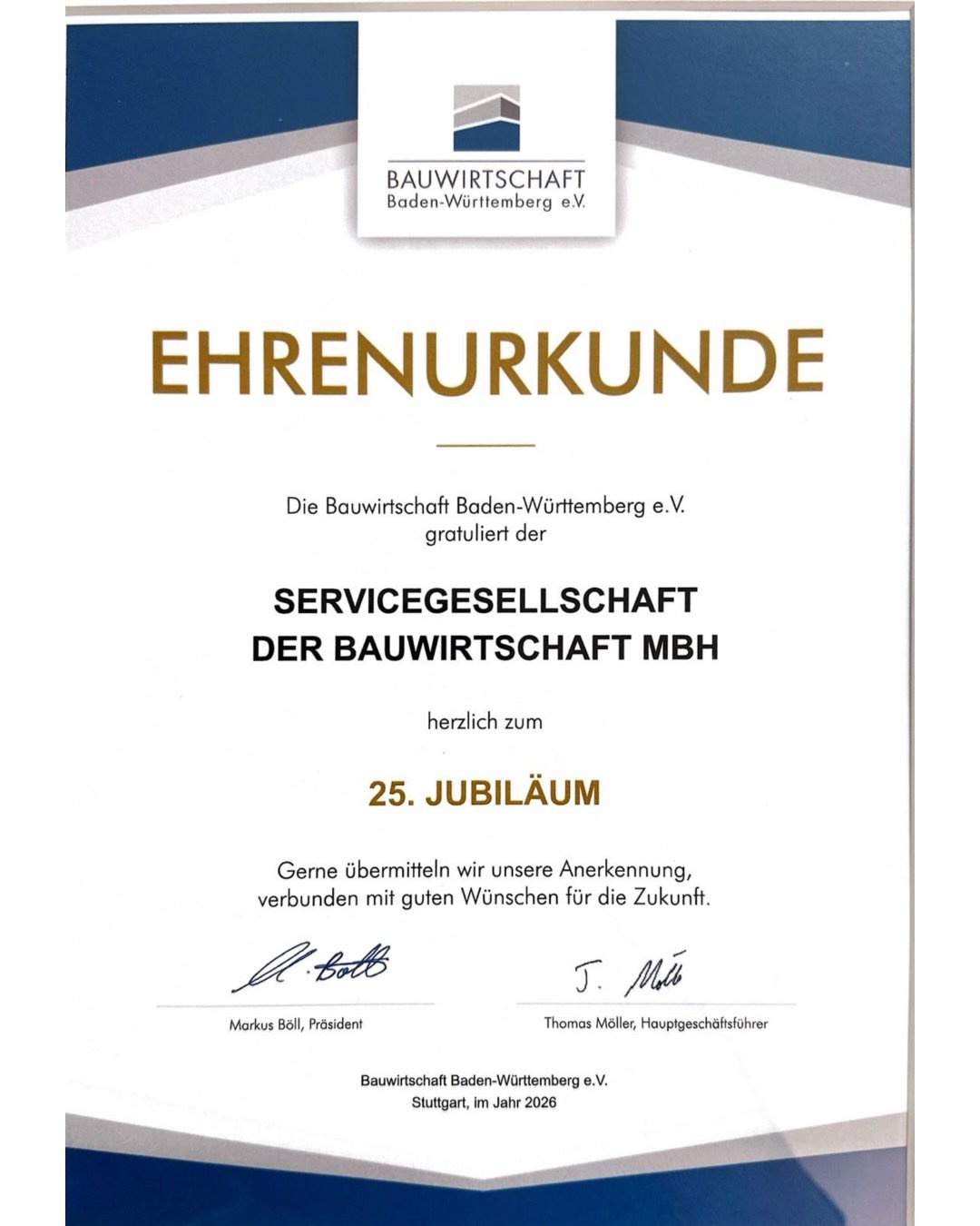 🎉 25 Jahre Servicegesellschaft der Bauwirtschaft 🎉

Seit einem Vierteljahrhundert steht die Servicegesellschaft der Bauwirtschaft f&uuml;r Kompetenz, Verl&auml;sslichkeit und Engagement in der Bauwirtschaft.
25 Jahre voller Herausforderungen, Entwi