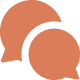 Two overlapping speech bubbles icon in orange.