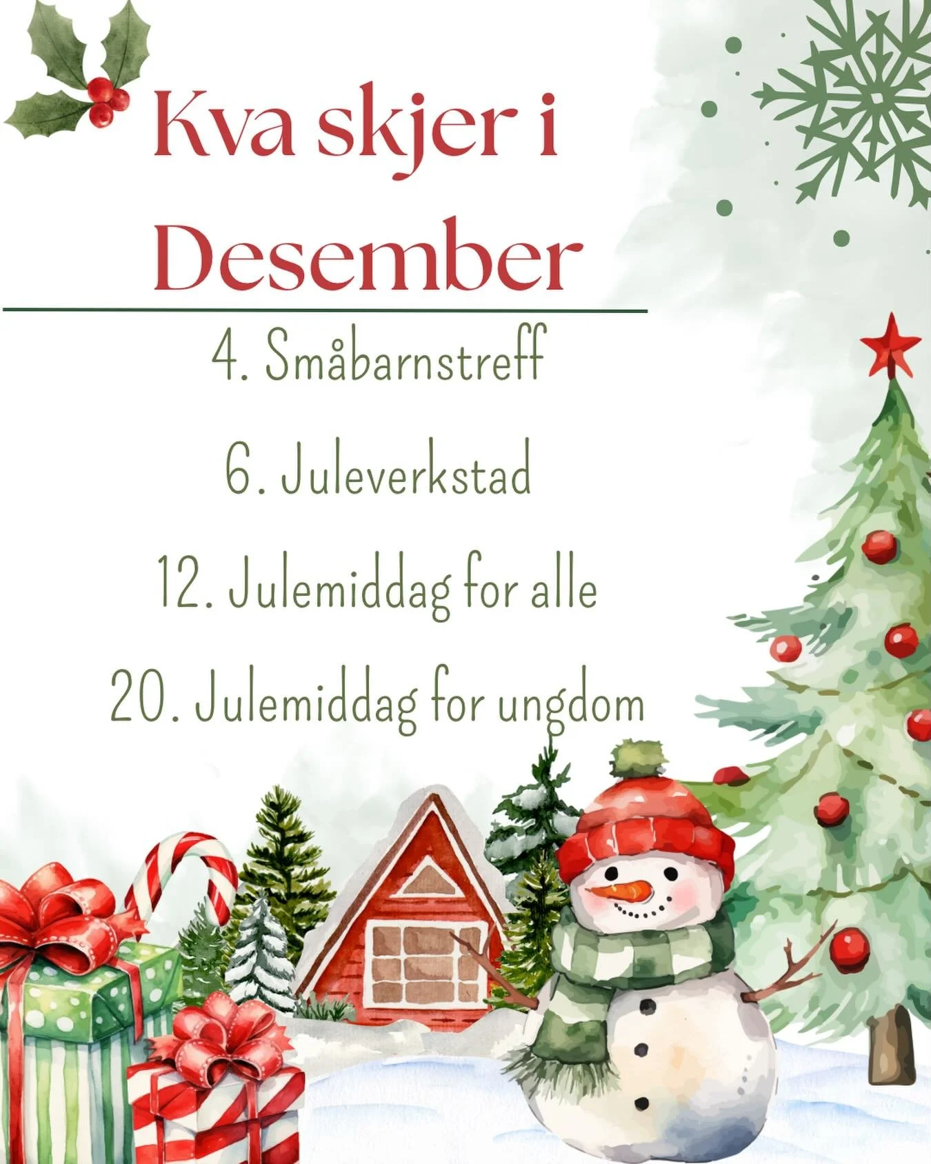 Lurer du p&aring; hva du ska finne p&aring; i desember?🎅🏼 Noter ned de ulike arrangementene p&aring; Lyngmo da vell!🎄H&aring;per &aring; se akkurat DEG p&aring; Lyngmo i l&oslash;pet av desember!✨🎁