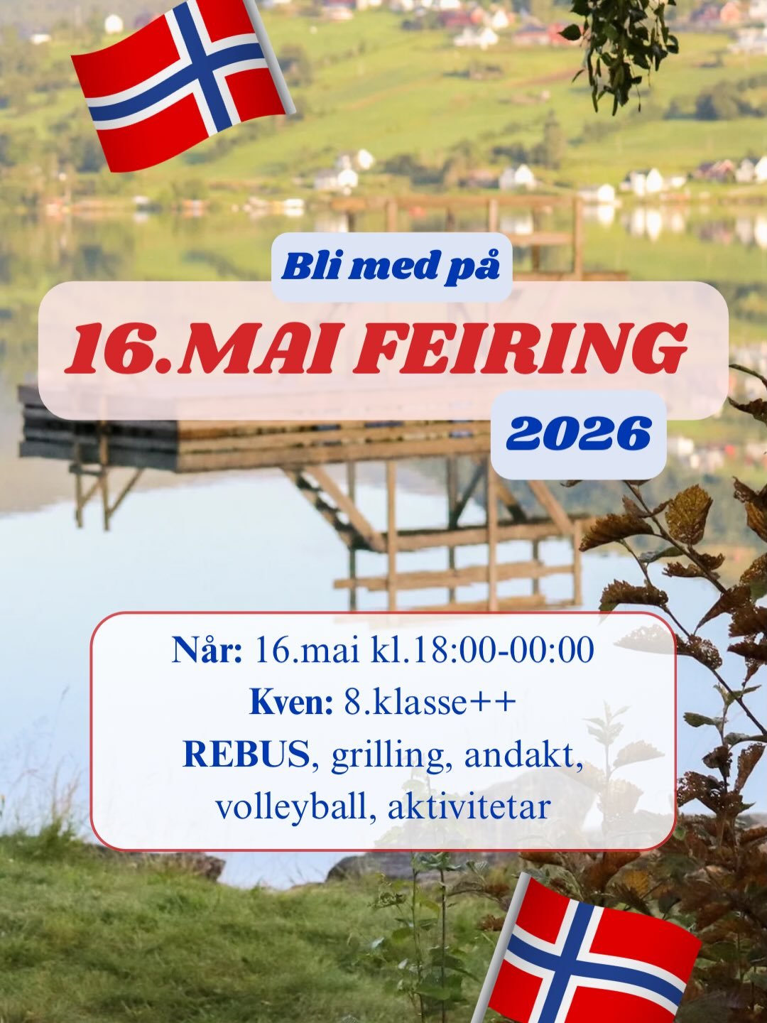 Bli med p&aring; 16. mai feiring p&aring; Lyngmo!🇳🇴 F&aring; med deg en venn eller fem og meld dere p&aring;!🤩 P&aring;melding via link i bio eller p&aring; nettsiden v&aring;r!🇳🇴