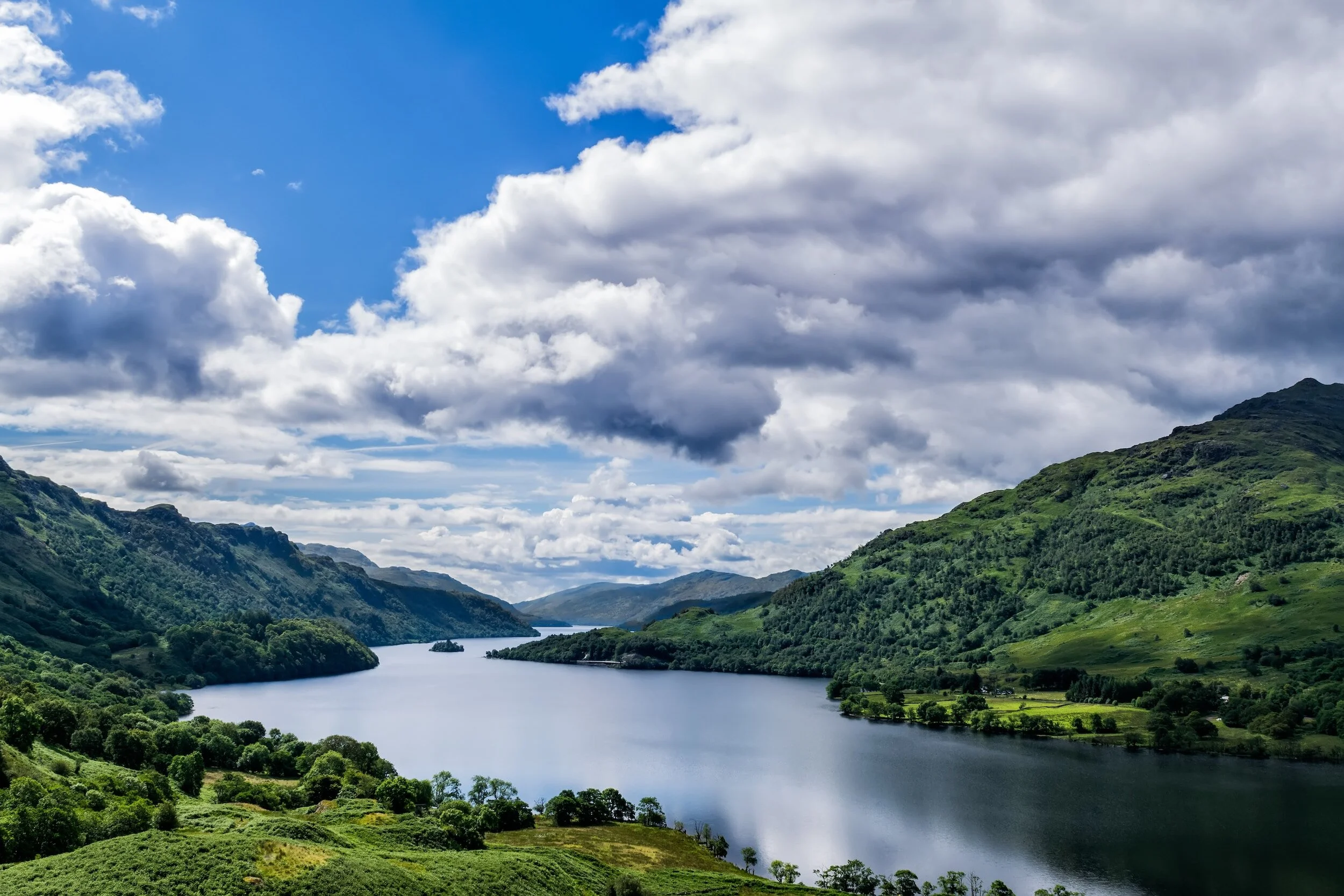 Mountain scene overlooking scottish loch