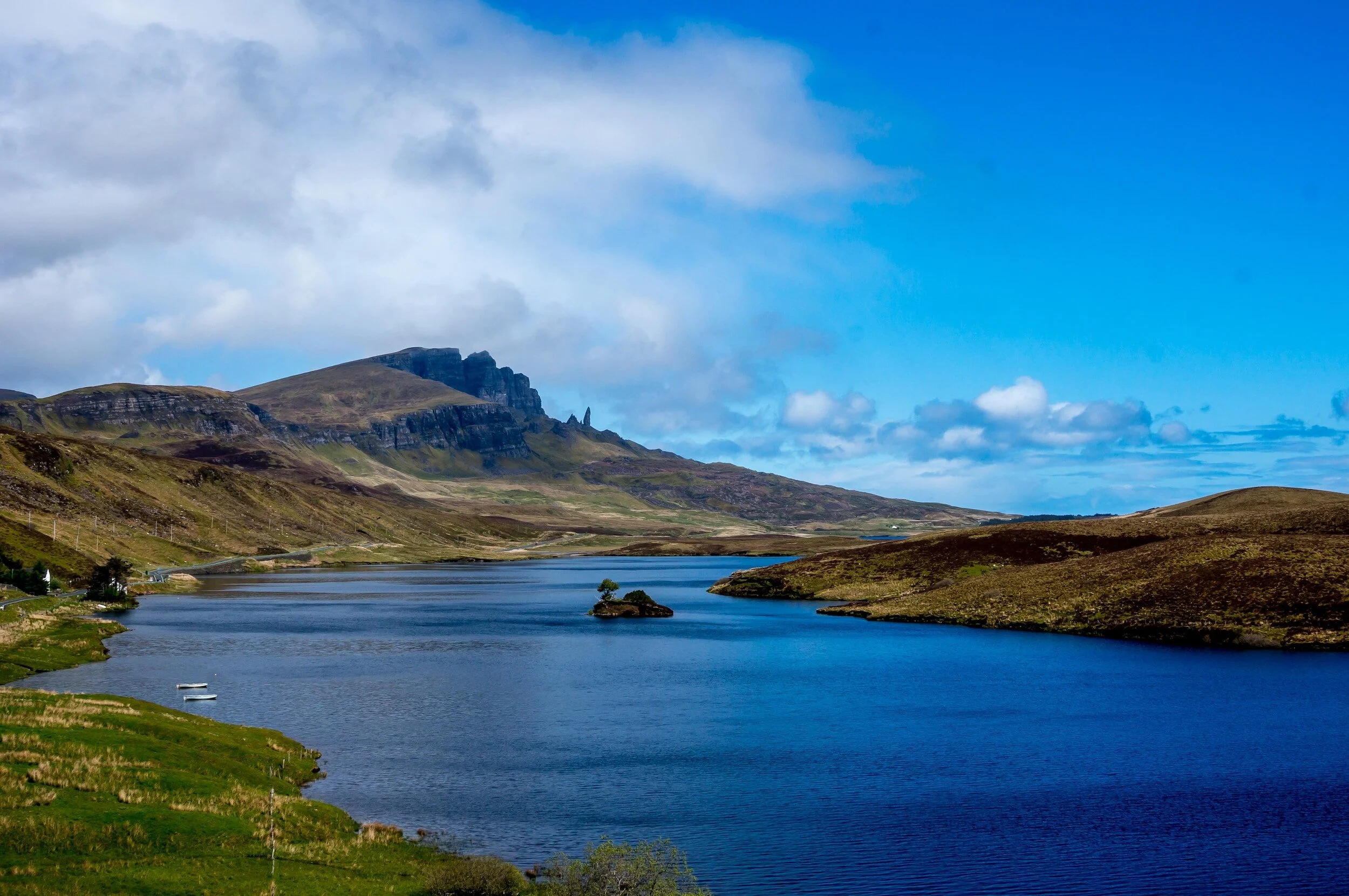 Mountain scene across a small loch