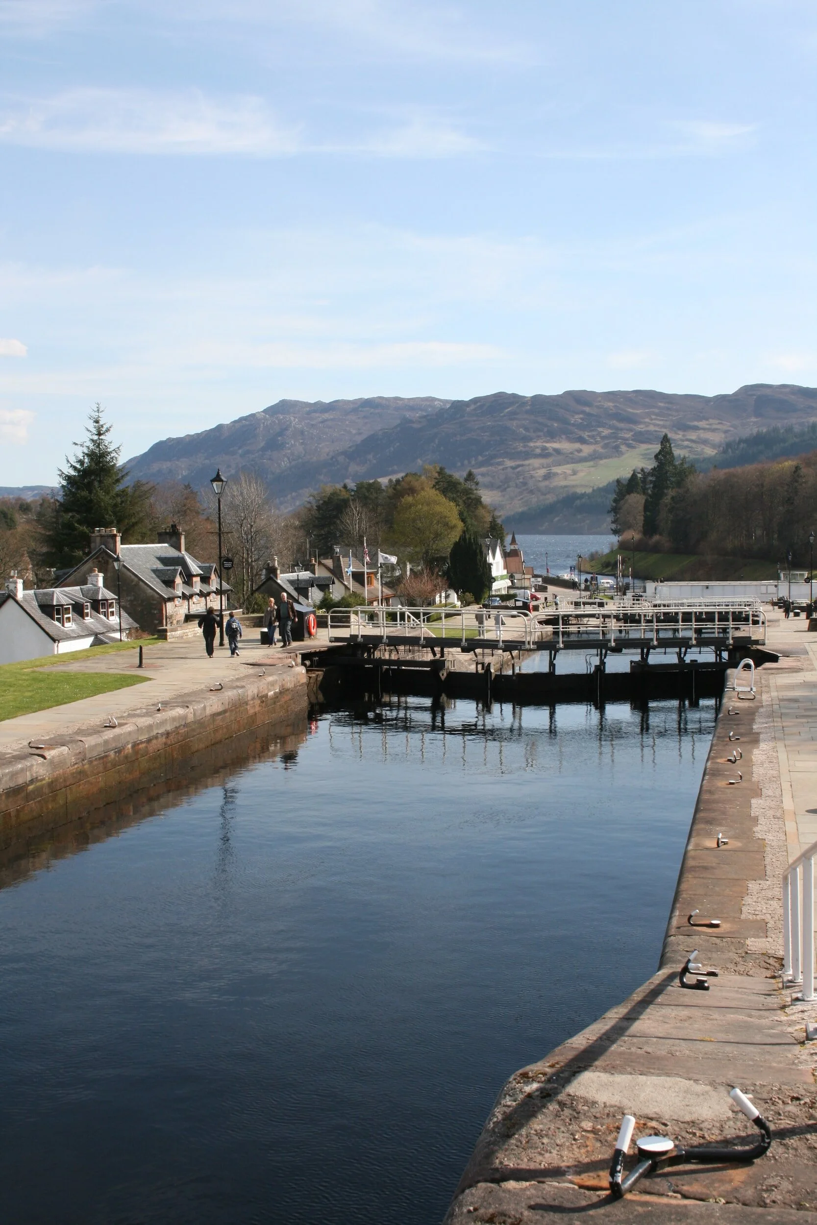Canal Locks with village in background