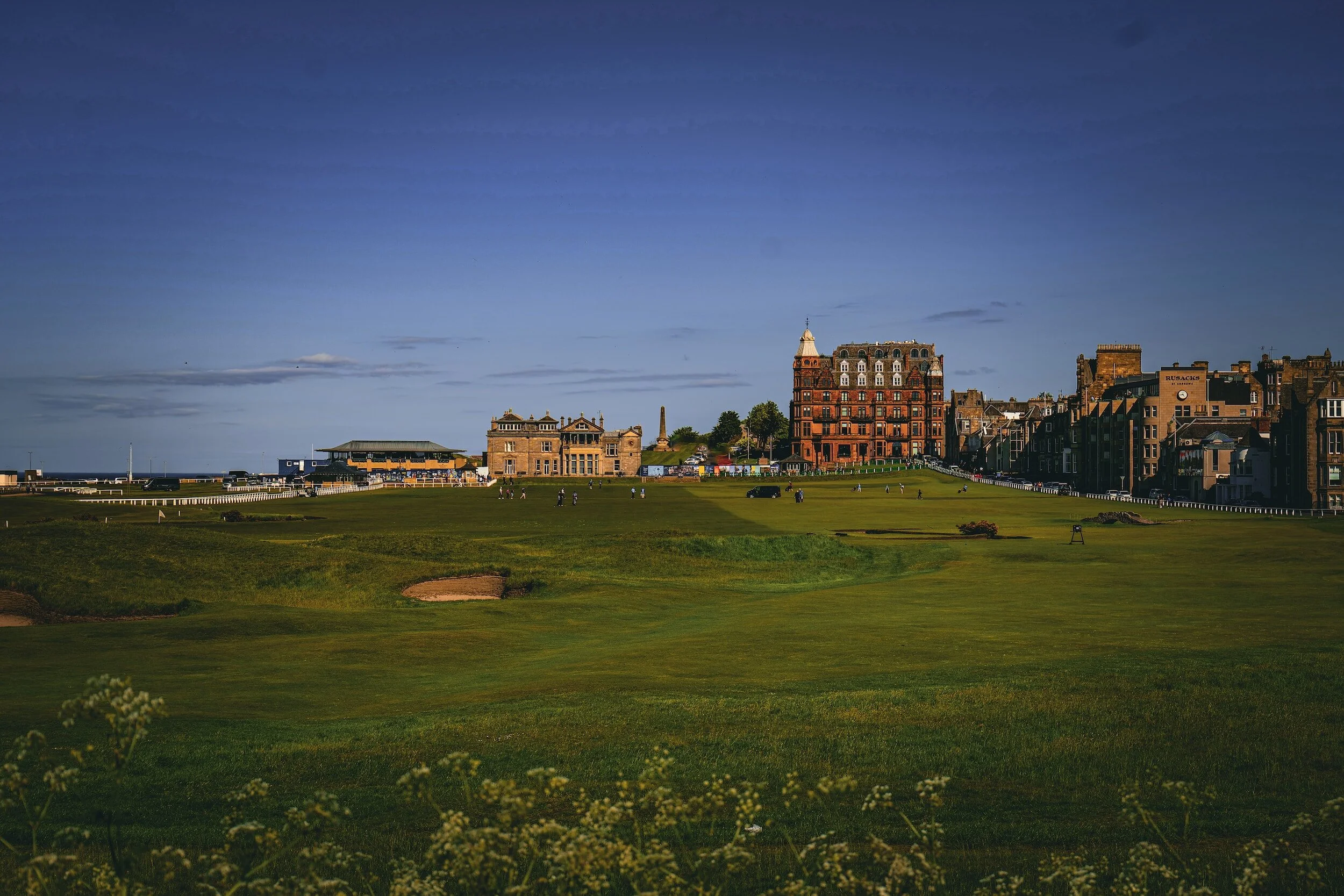 The iconic St Andrews Old Course, the world’s most famous golf course, and the nearby West Sands beach