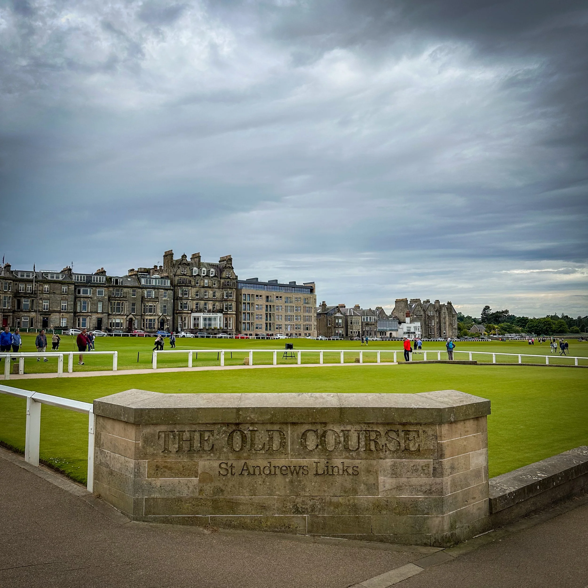 The iconic St Andrews Old Course, the world’s most famous golf course, and the nearby West Sands beach