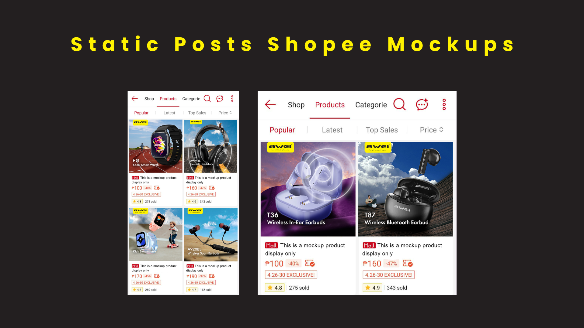 Shopee Mockups for Electronic Accessories Brand