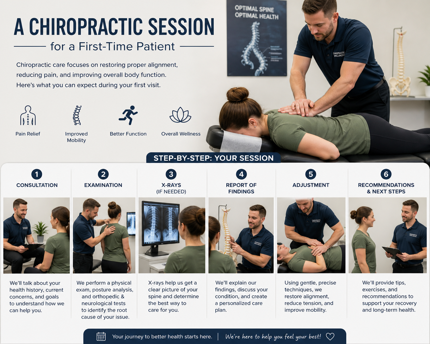 Chiropractic session for a first-time patient
