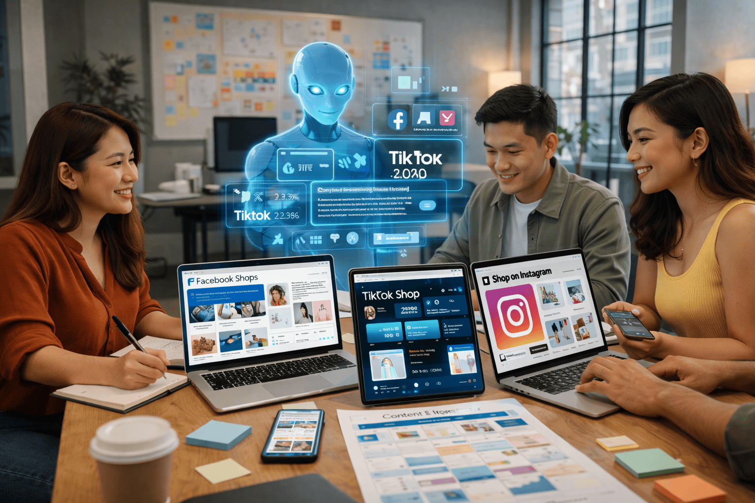 A team collaborating on social media strategies