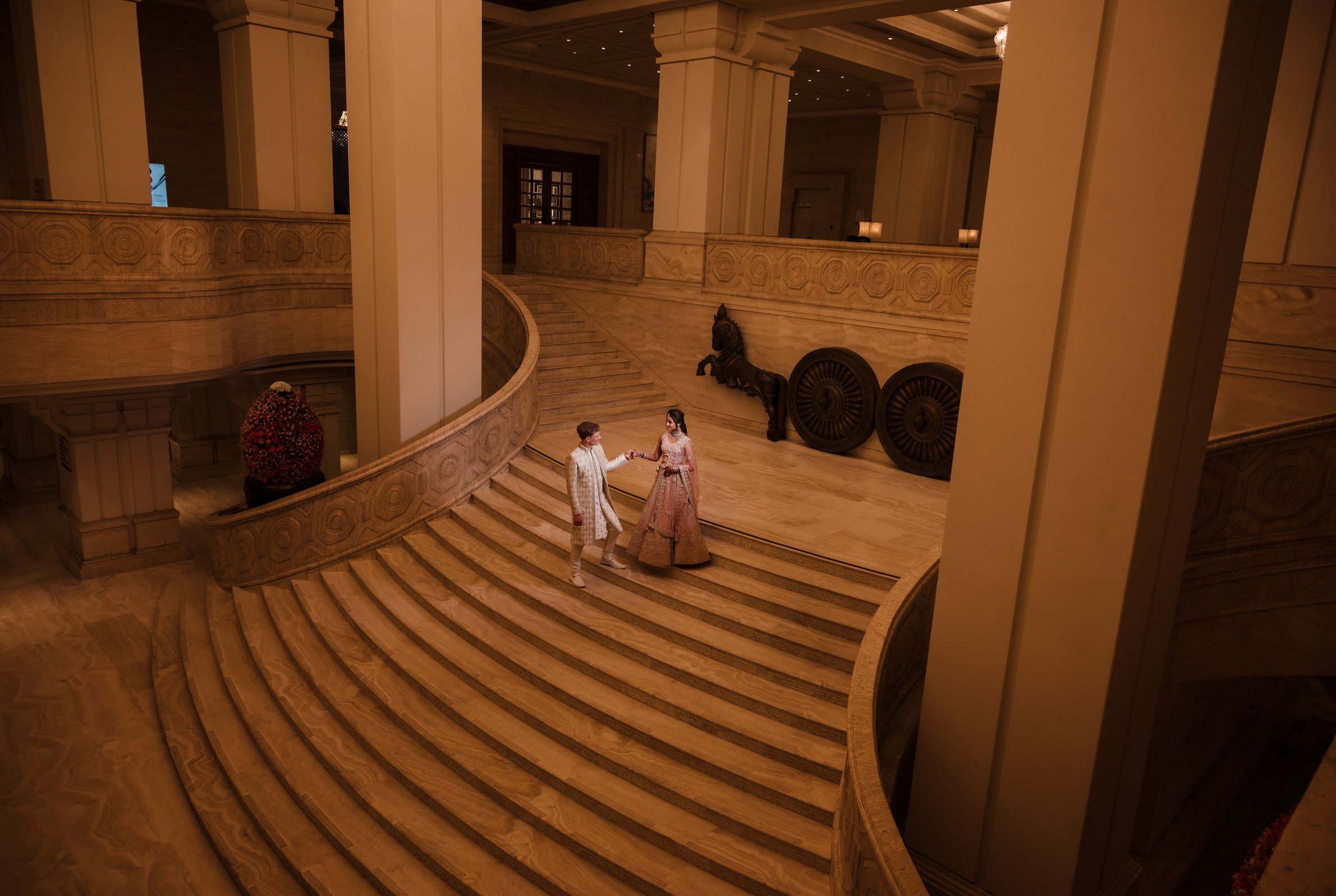 Shamita &amp; Conrad's Elegant Reception at ITC Grand Chola, Chennai | Wedding Photography