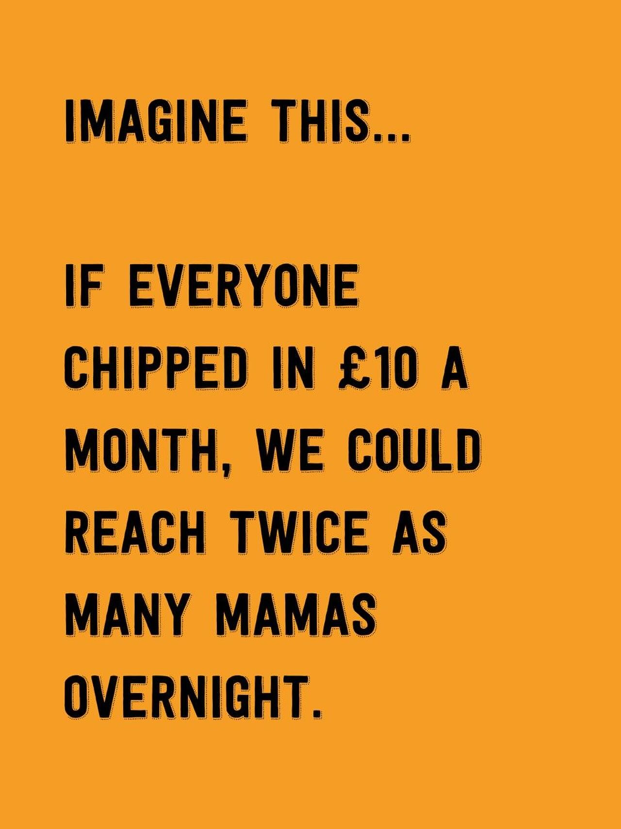 ✨ Imagine this... ✨

If everyone who follows us chipped in just &pound;10 a month, we could reach twice as many mamas overnight!

That means:

🧡 More one-to-one support for women facing pregnancy in vulnerable circumstances.
🧡 More welcoming spaces