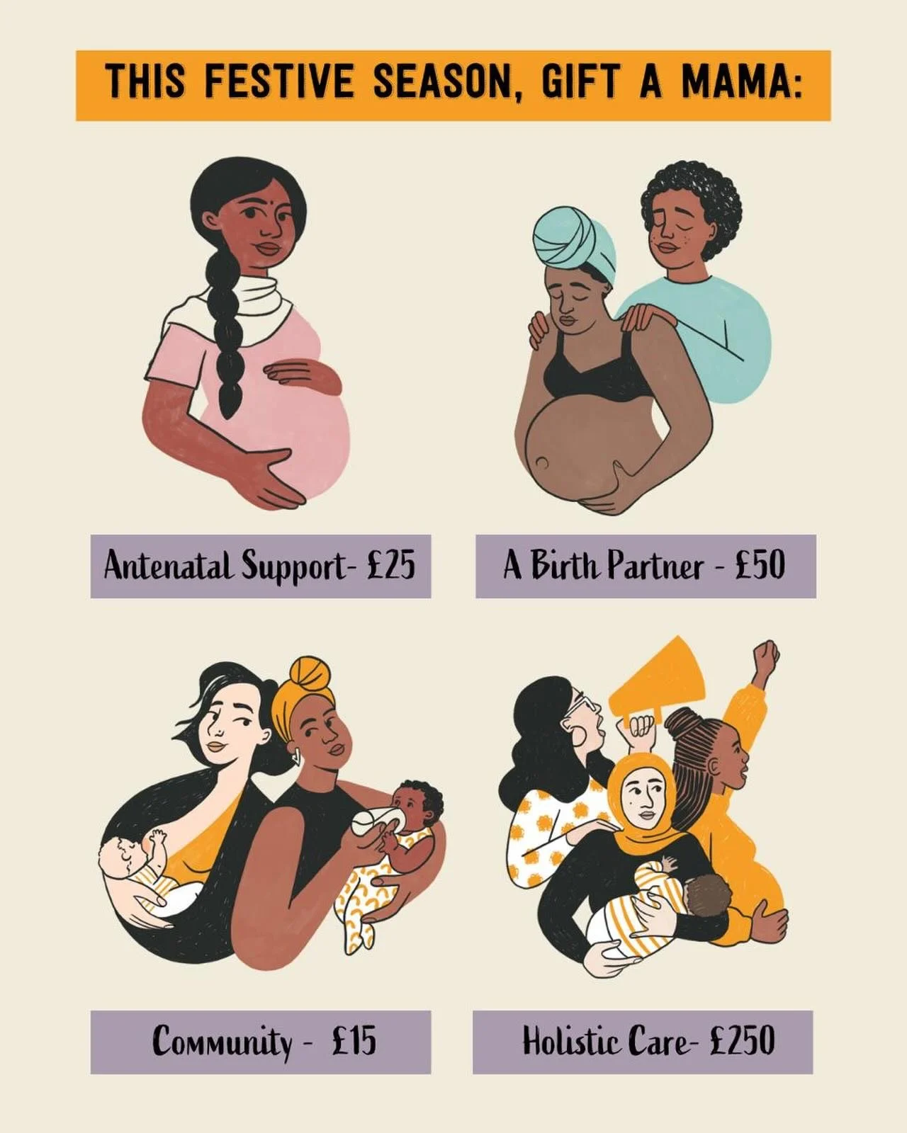 Our Solidarity Shop is open 🧡

This year, you can give a mama nurturing support so she doesn&rsquo;t have to face pregnancy, birth, or the early weeks with a new babe alone.

Head to our website (or the link in our bio) to gift a parent facing adver