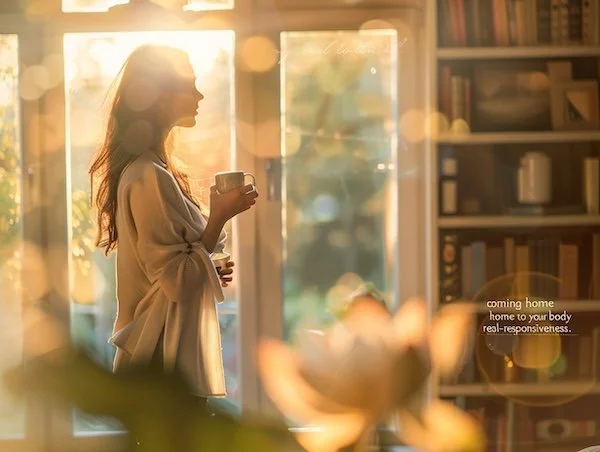 Grounded woman symbolizing the solution to why do I overeat past full by learning the skill of ending experiences and nervous system regulation - BeWellByAK, Alana Kessler RDN