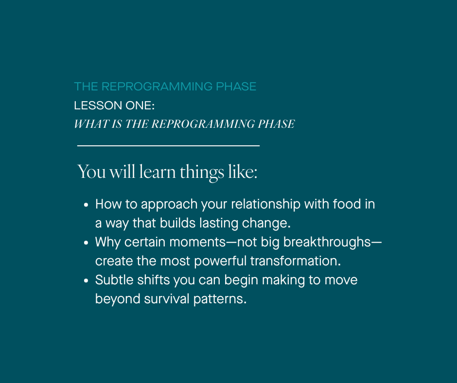 REPROGRAMMING PHASE | LESSON ONE