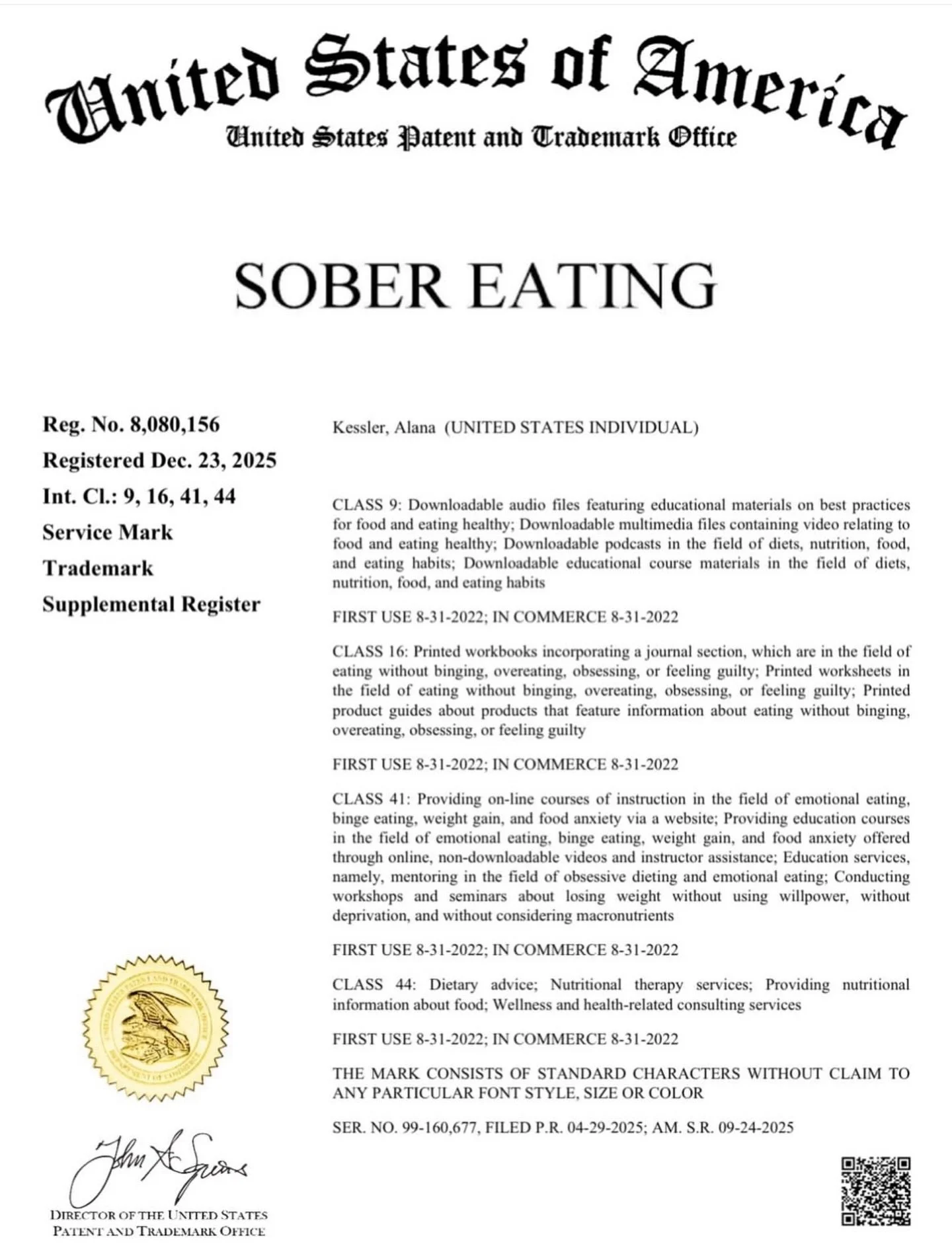 Very exciting day for the Sober Eating&reg;️Movement🙌🏻 
Many thanks to my legal team @heitnerlegal for all the effort and support🙏🏼

#registeredtrademark #copyright #sobereating