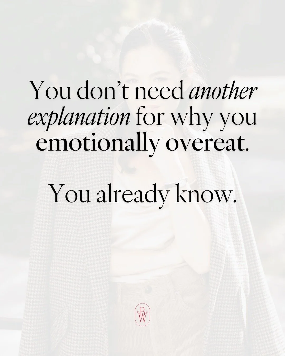 NO ONE TALKS ABOUT THIS PART OF EMOTIONAL OVEREATING&hellip;

But it&rsquo;s the part that keeps you stuck.

You already know why you do it:
Stress.
People pleasing Pressure.
Perfectionism Being &ldquo;on&rdquo; and managing everyone and everything. 
