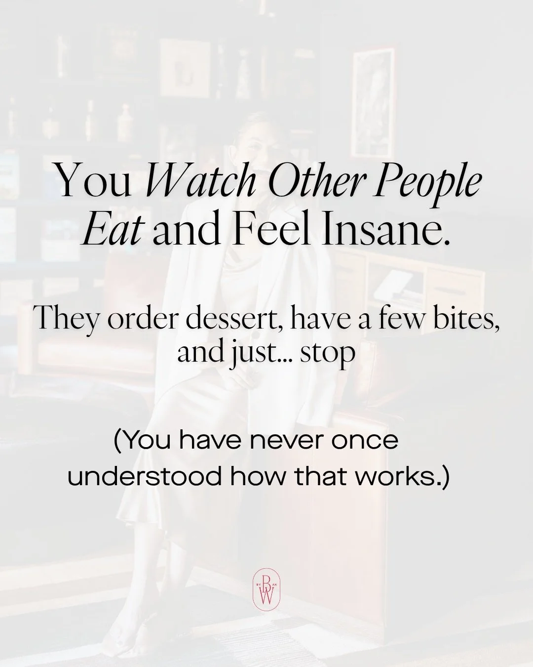 Sitting at a birthday dinner doing calorie math in your head while everyone else just ordered what they wanted is what exhausting yourself from the inside looks like. Comment or DM &lsquo;NORMAL&rsquo; to learn a better way ↪️