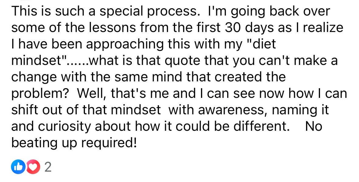 Text-based social media post about personal growth and mindset shift.