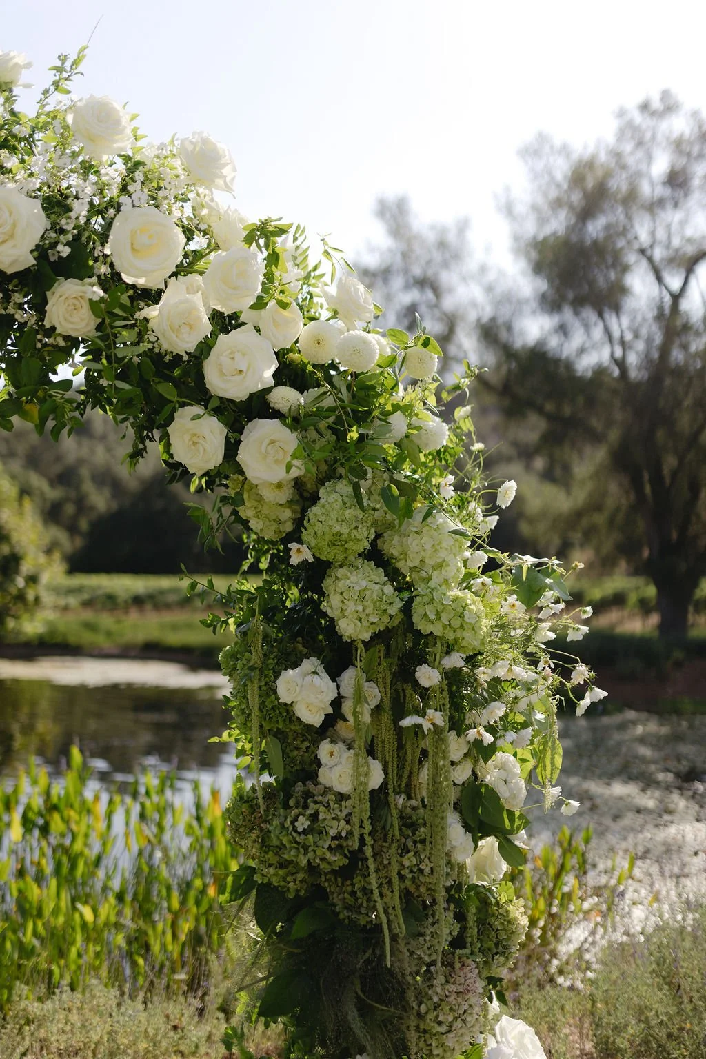 white ceremony arch wedding florals @debloemco