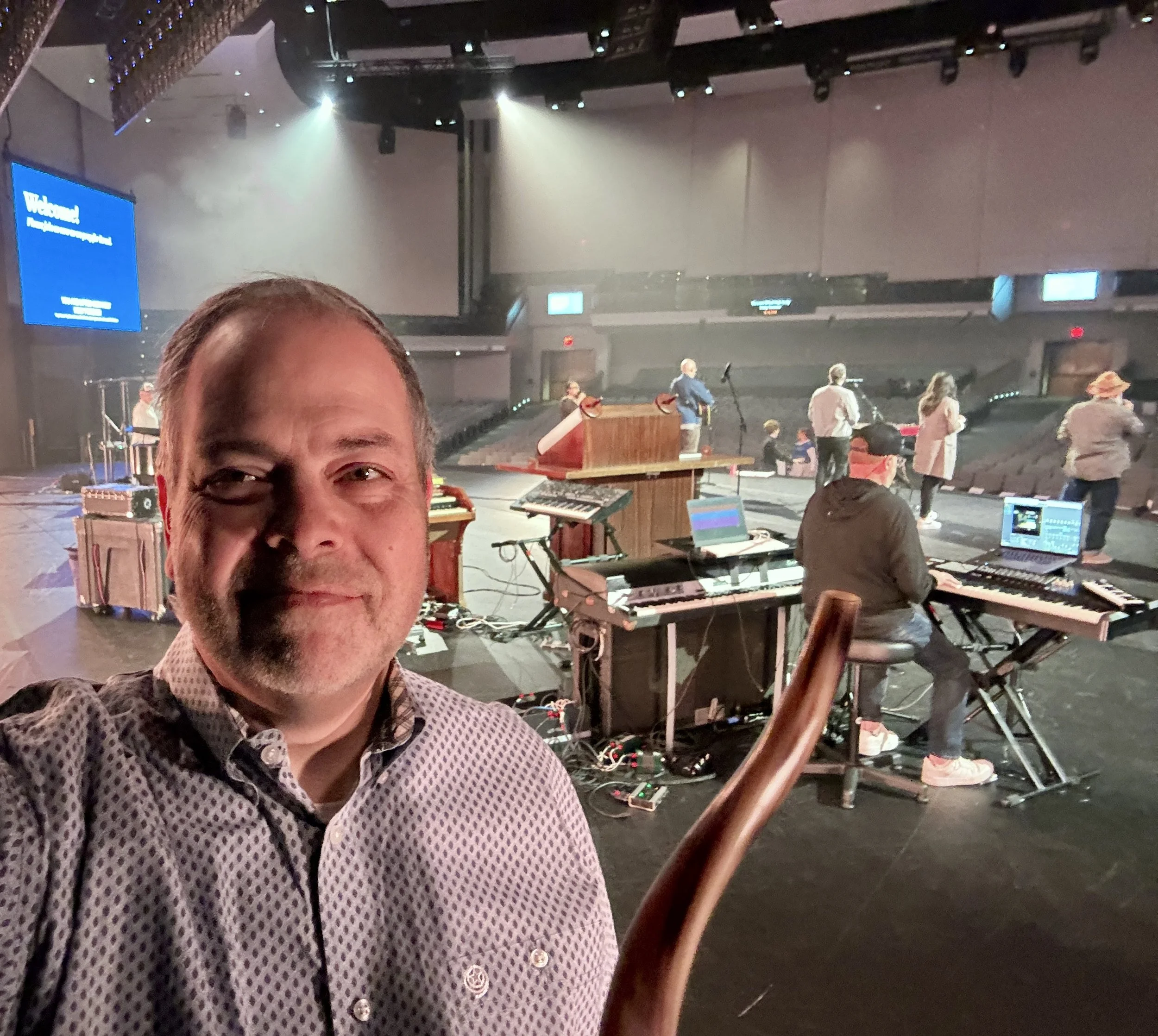 James about to sound the shofar the trumpet of the bible in Dallas, TX