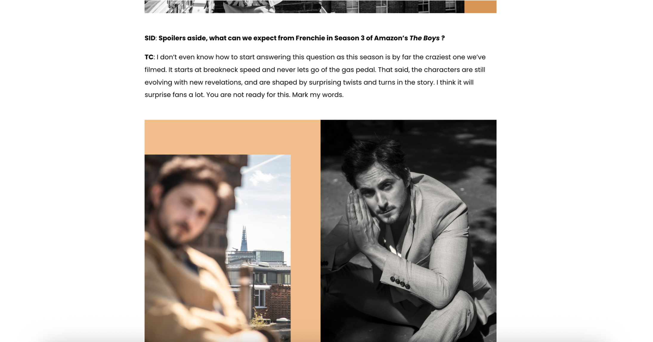 A conversation with actor Tomer Capone, discussing his role in the show The Boys
