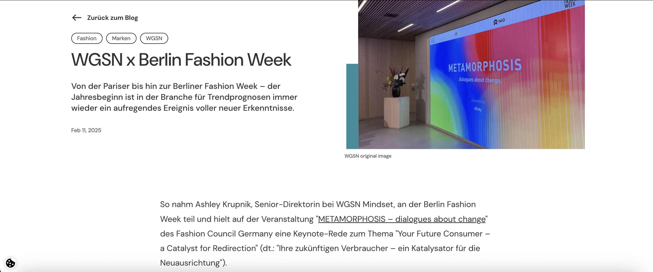 Blog post for WGSN on a recent Berlin Fashion Week panel discussion in Germany