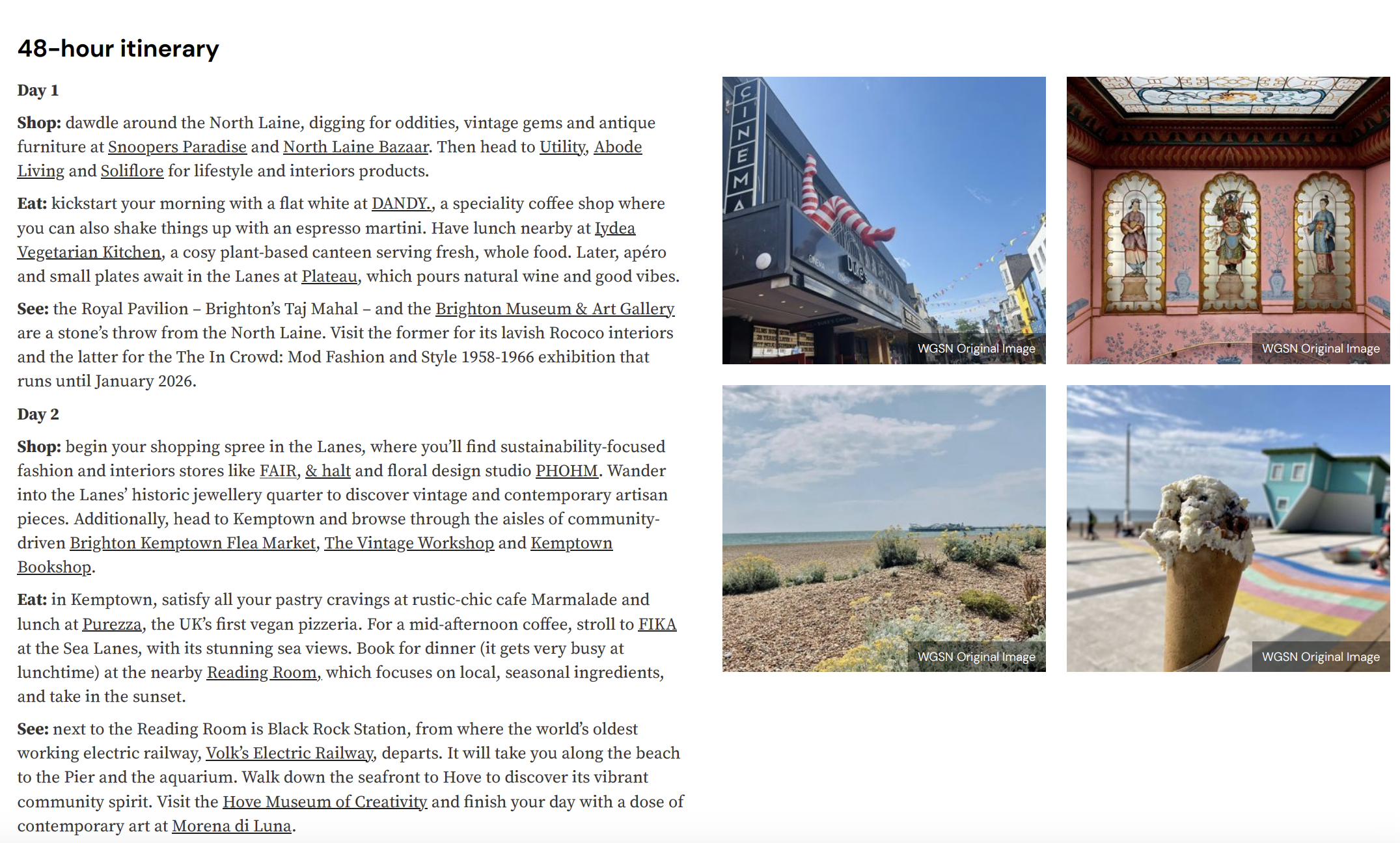 Brighton City Guide for WGSN, exploring commercial opportunities