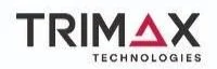Trimax Technologies logo with black text and a red triangle in the 'A'