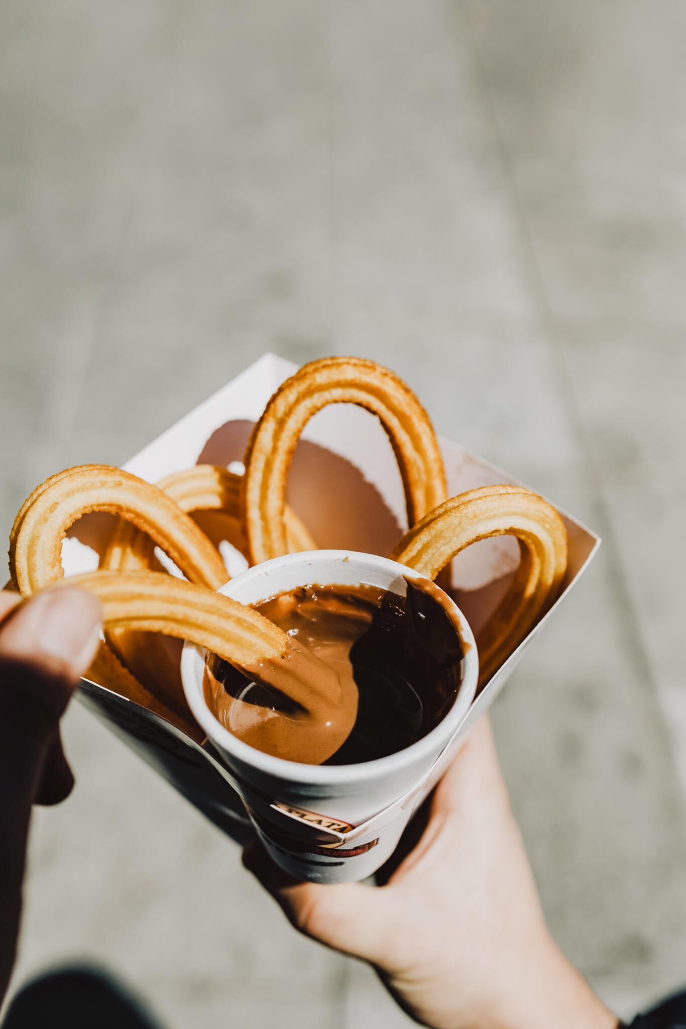 Churros with hot chocolate Madrid Spain.