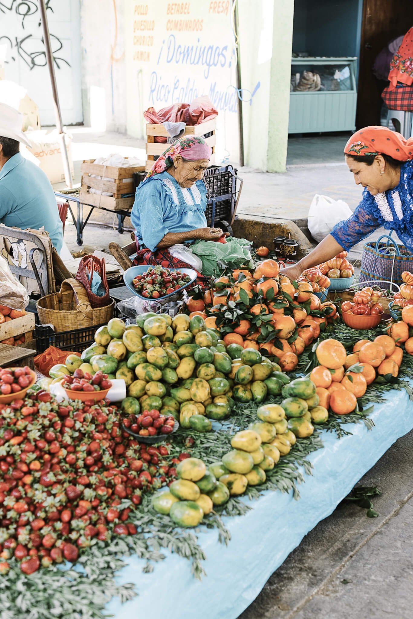 Oaxaca fruit stand in local market.