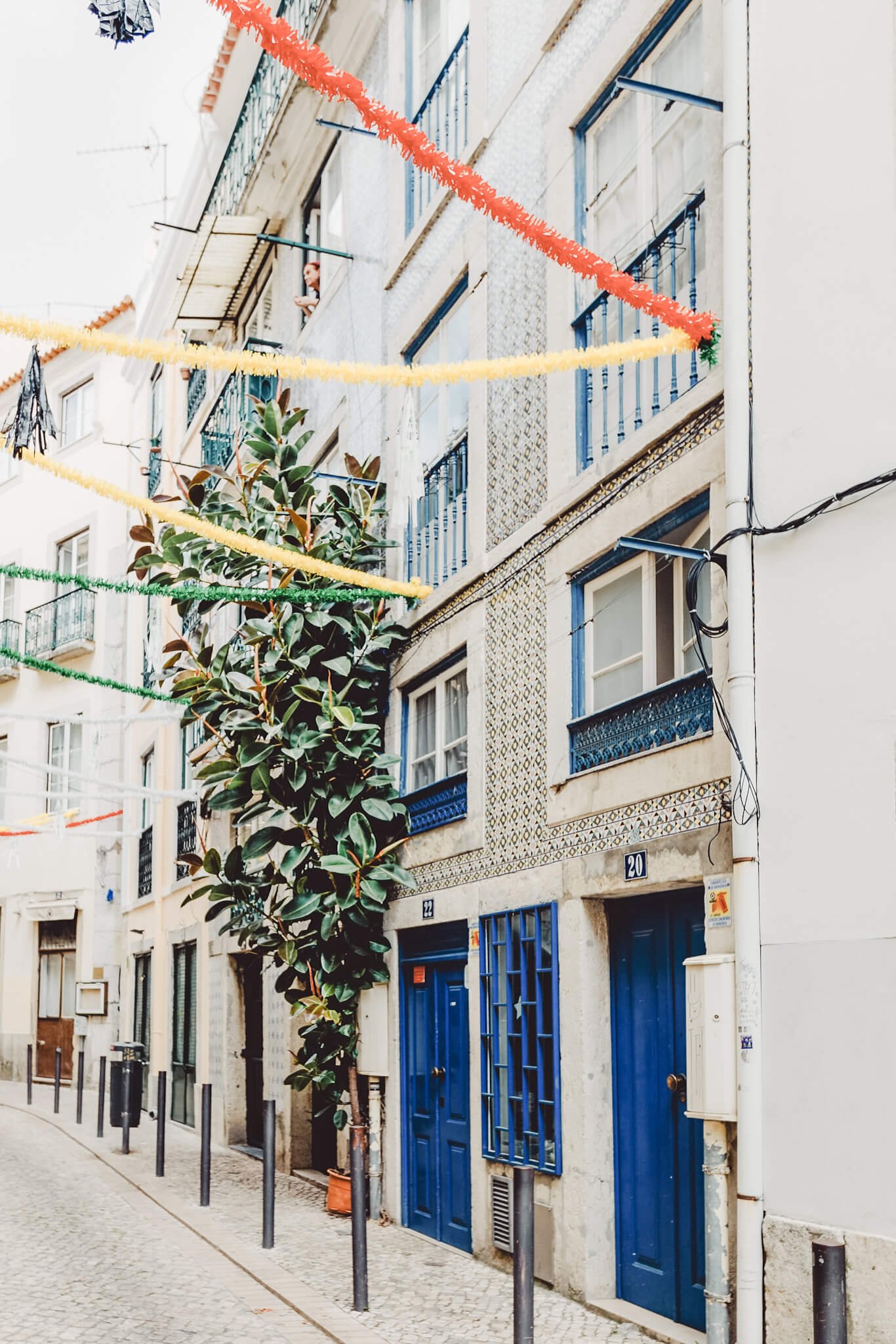 Local neighborhood decorated Lisbon Portugal.