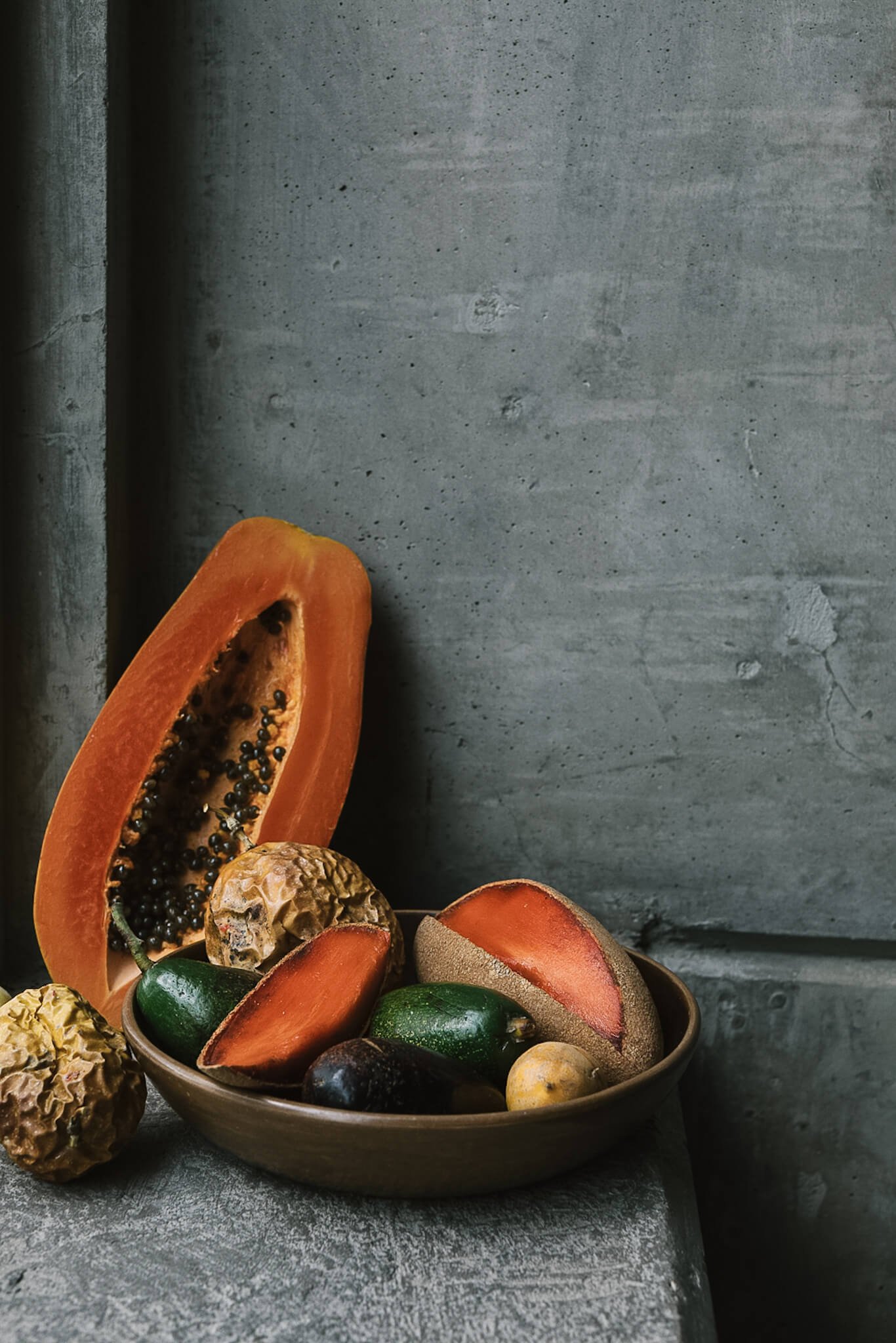 Papaya and local fruits.