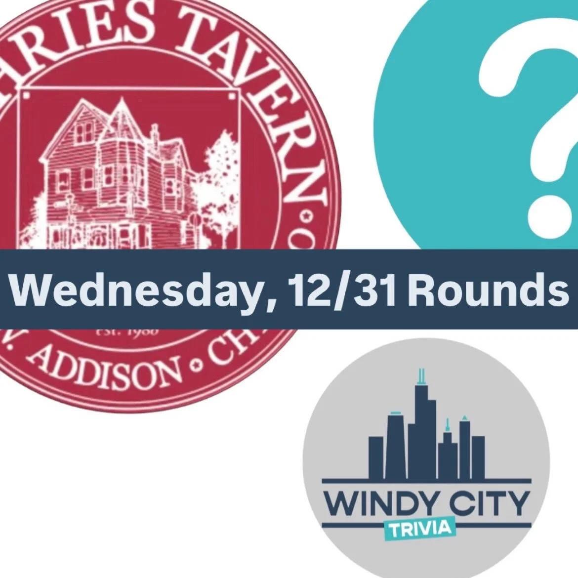 Rounds for 12/31 New Year&rsquo;s Eve Wednesday Trivia at @official_guthries_tavern 

See you at 7PM!

1. General Knowledge
2. Entertainment 
3. Sports
4. Music
5. Lightning Round

#windycitytrivia #trivia #chicago #chicagotrivia #bartrivia