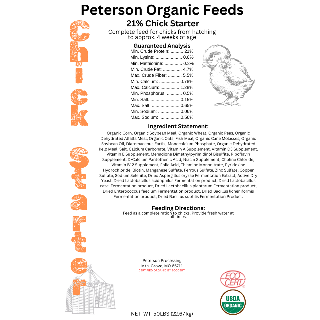 Organic 21% Chick Starter — Peterson organic feeds