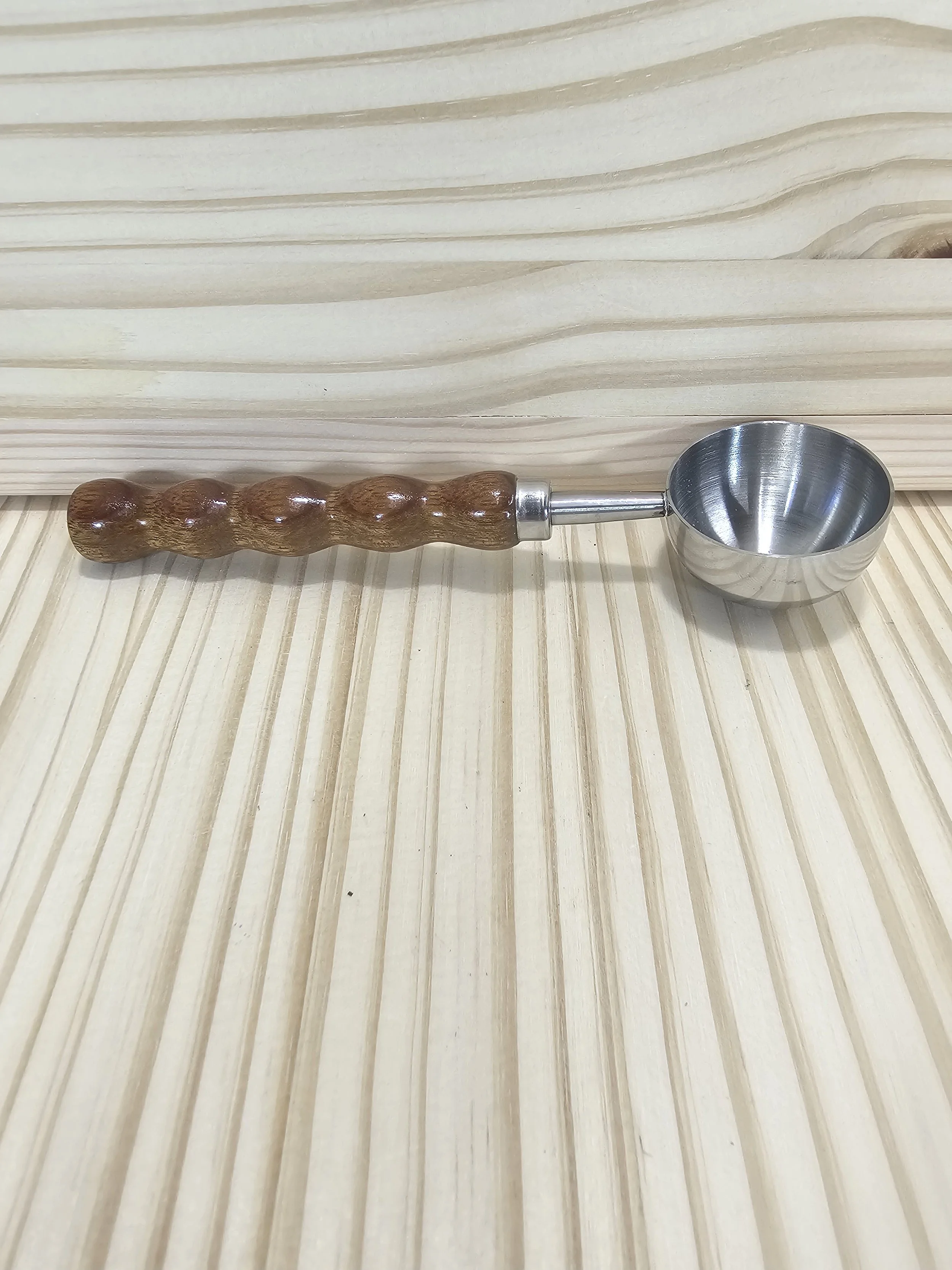 Large Coffee Scoop with wavy Brazilian Cherry Wood Handle