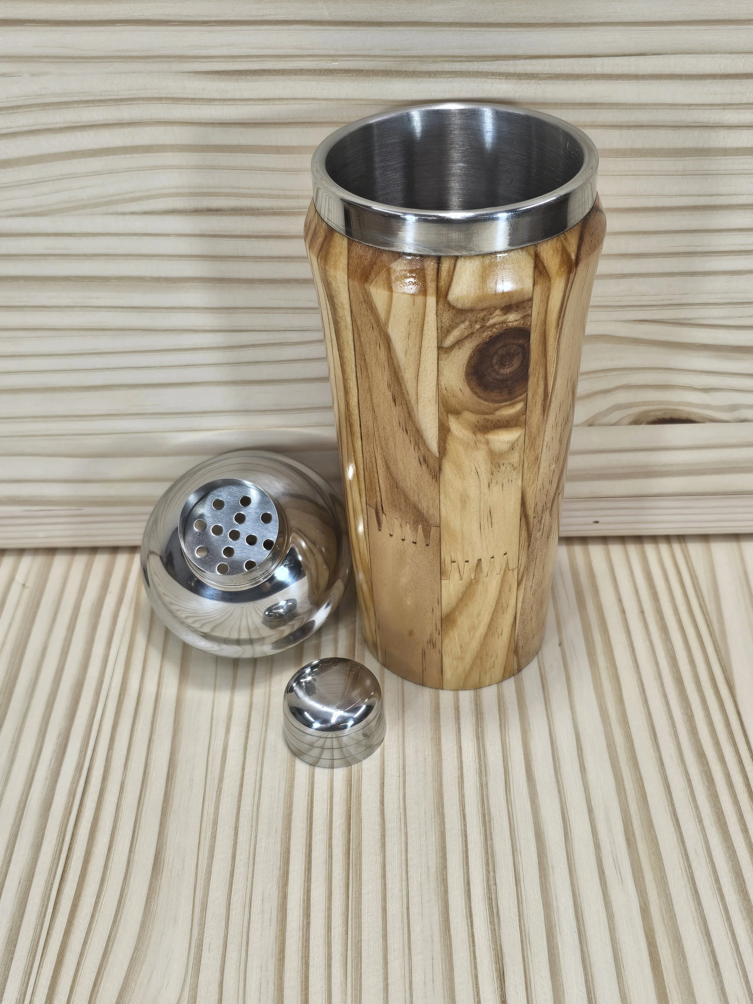 Laminated  Wood lined Cocktail Shaker