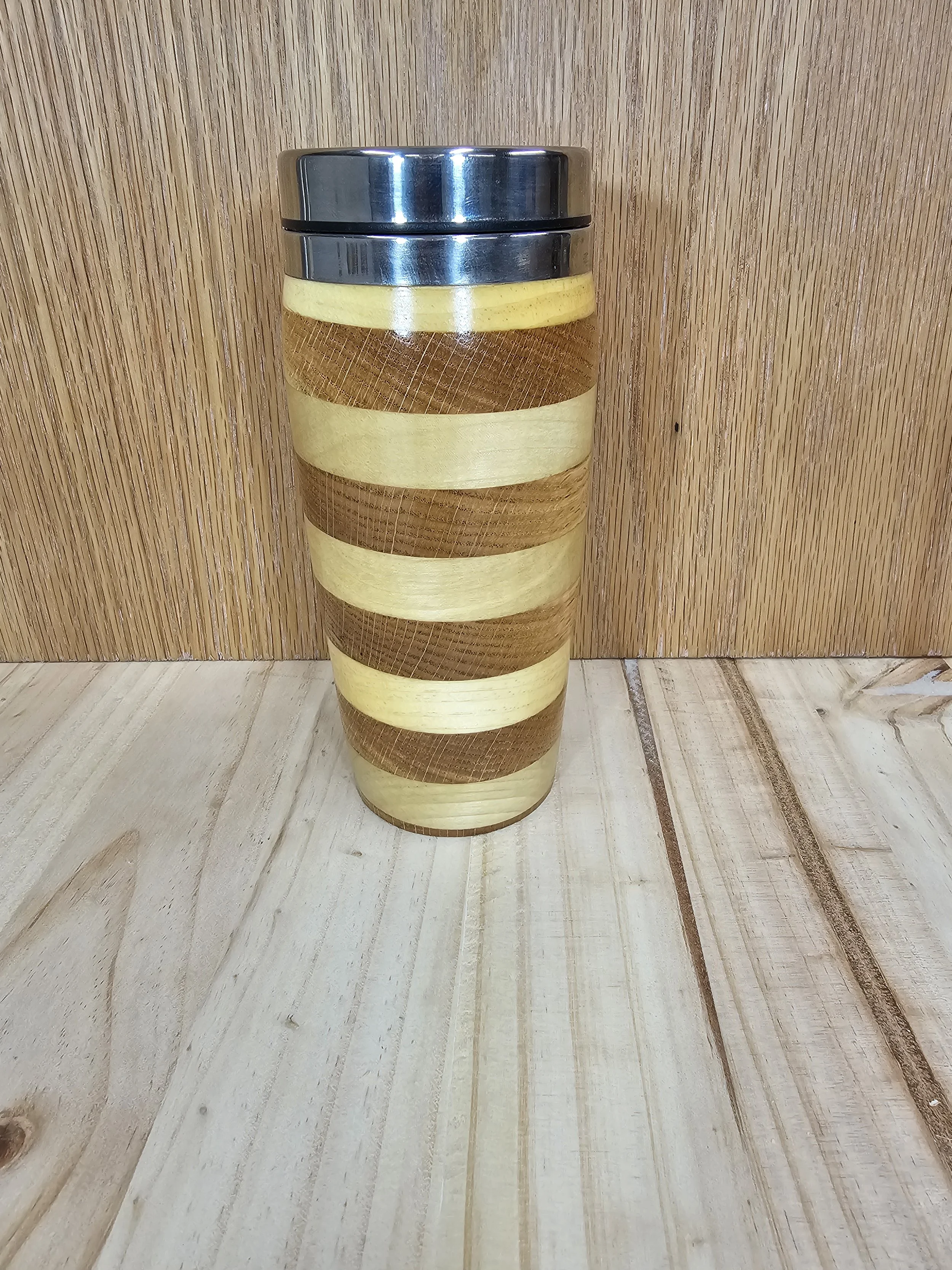 Laminated poplar & oak Wood Tumbler, 16 Ounce Capacity