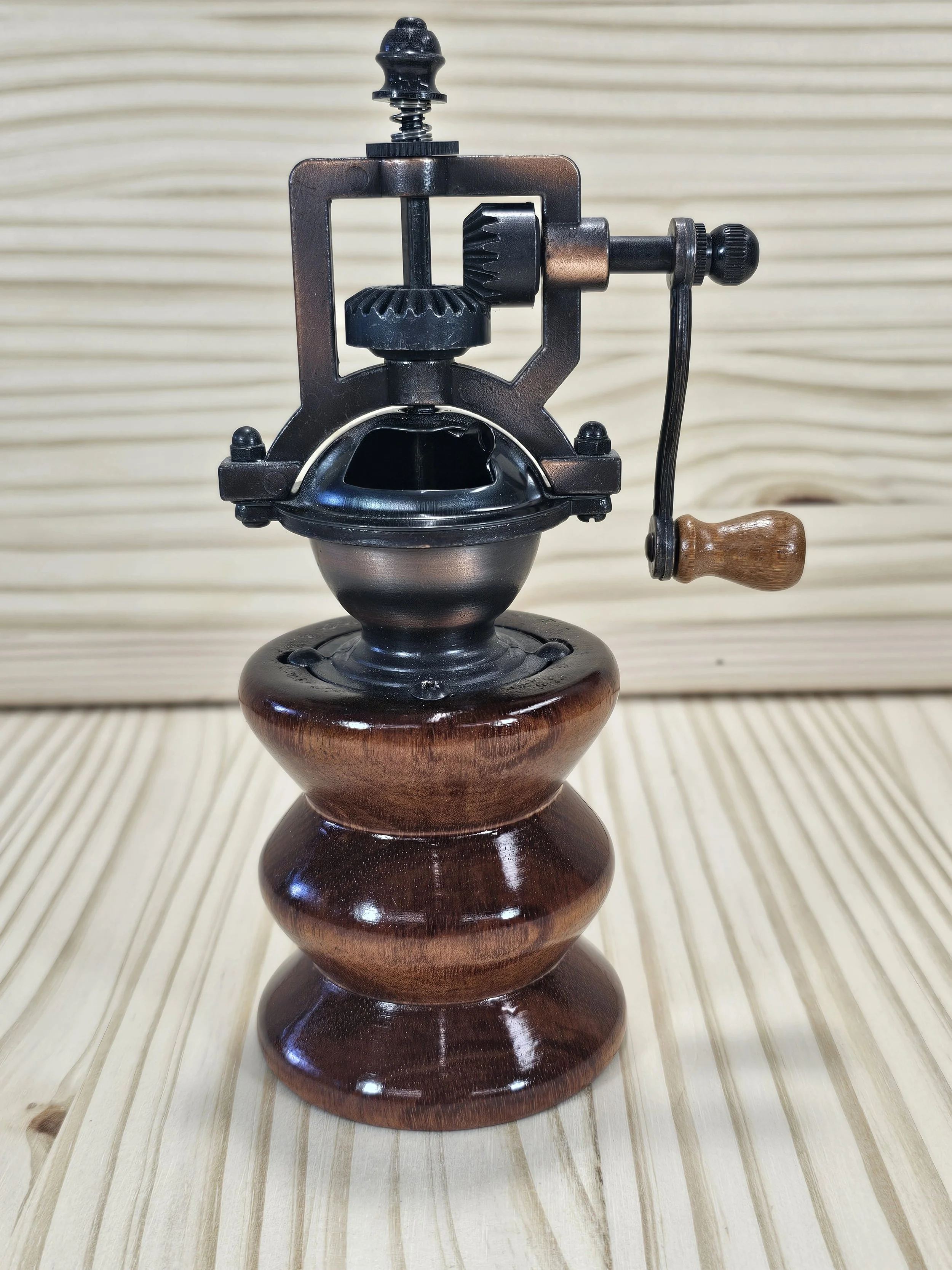 Steampunk pepper grinder made of Koa wood (I think)