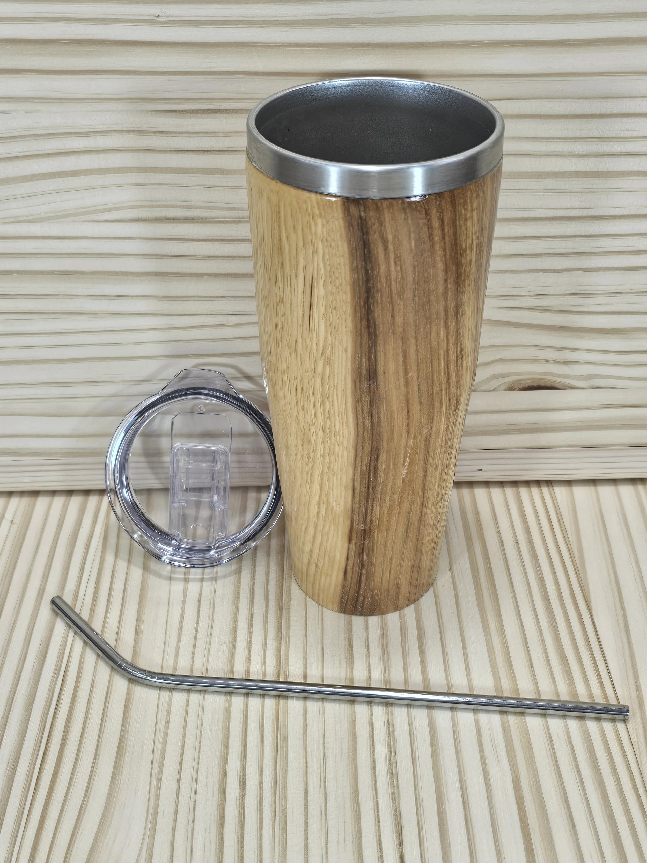 Hickory Wood beverage Tumbler, 20 Ounce Capacity