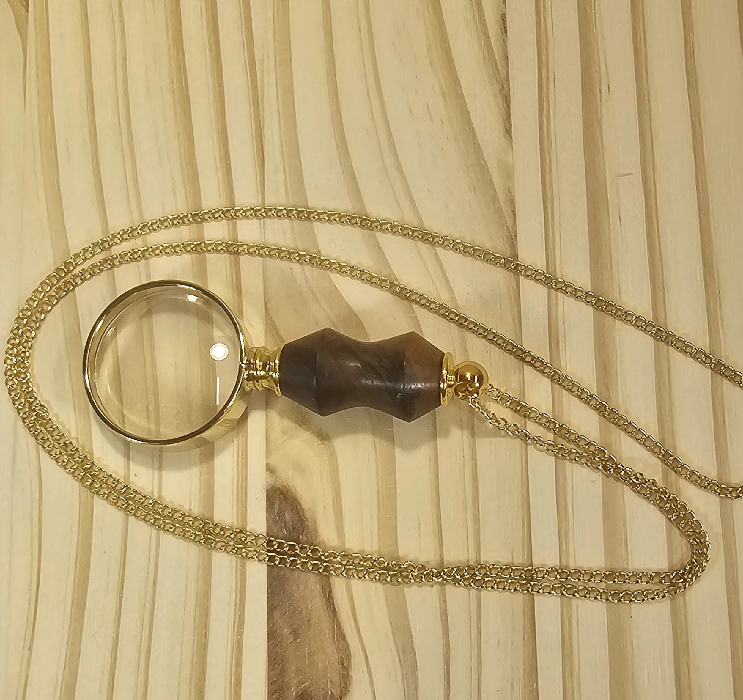 Magnifying Glass Pendant with black walnut wood