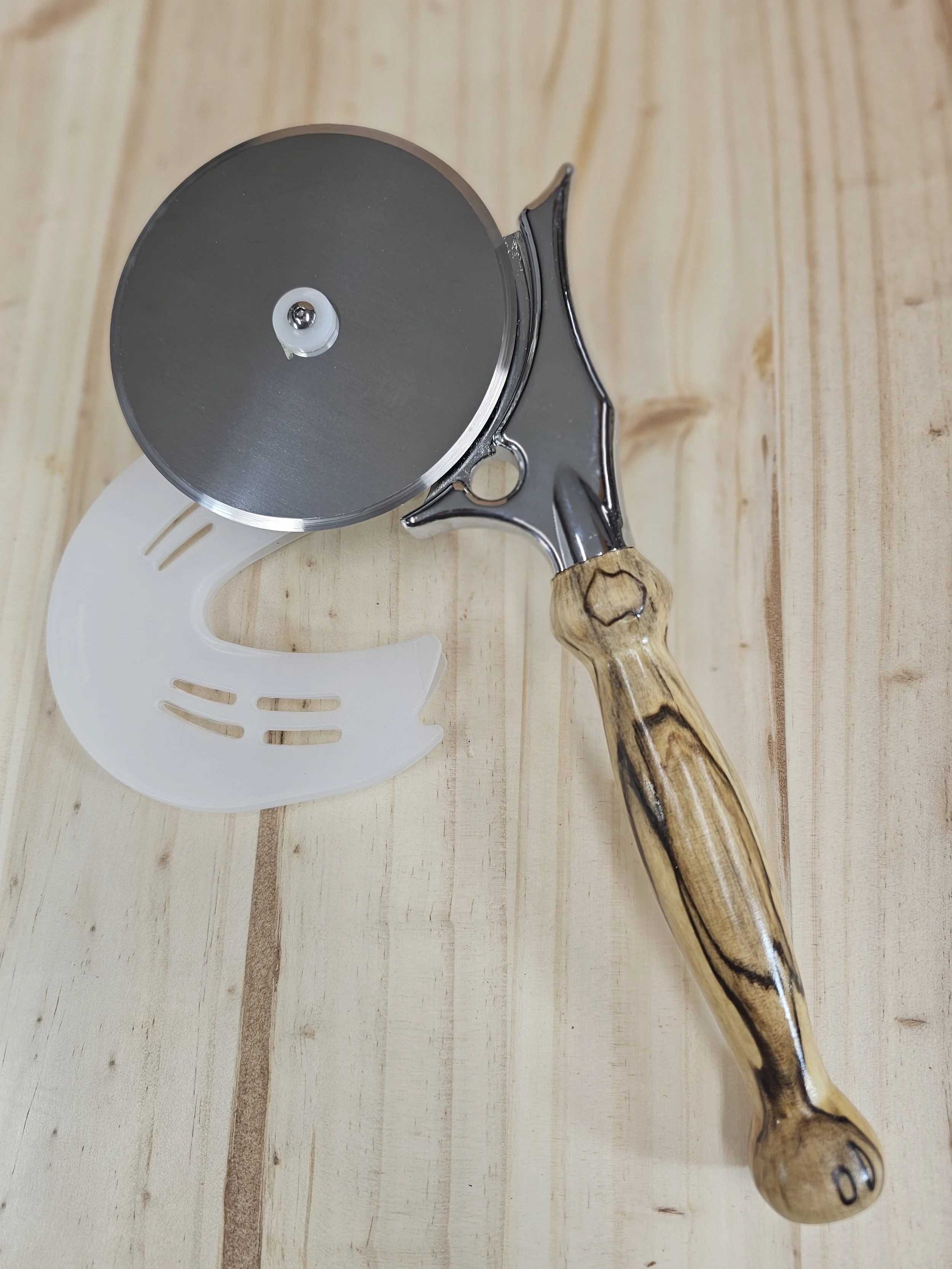 Large Pizza Cutter Wheel with spalted maple handle