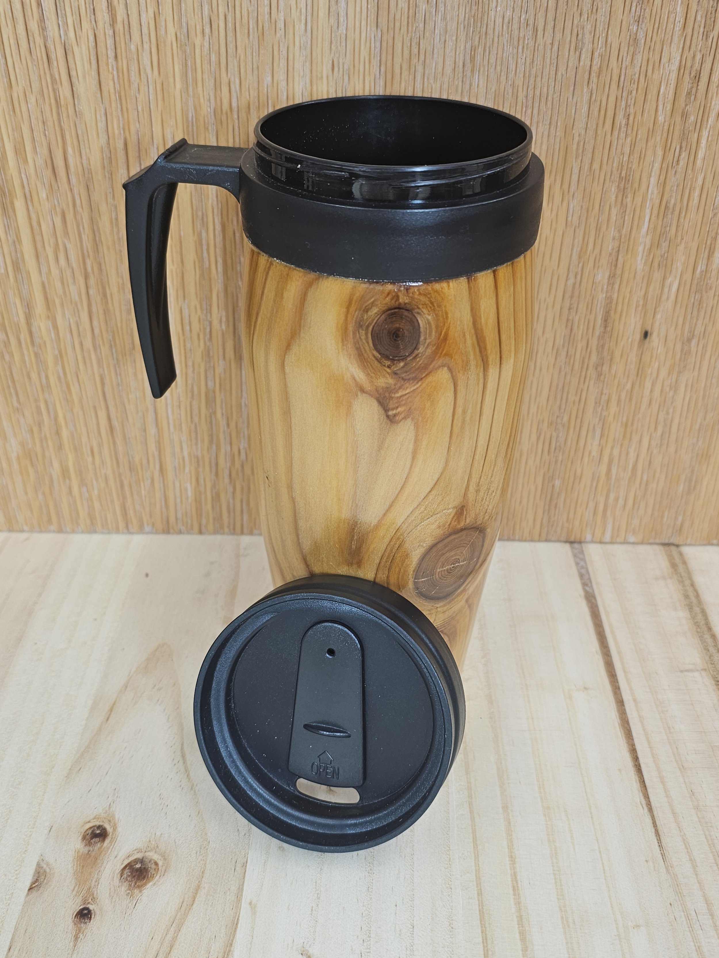 Cedar Wood Tumbler with handle, 16 Ounce Capacity