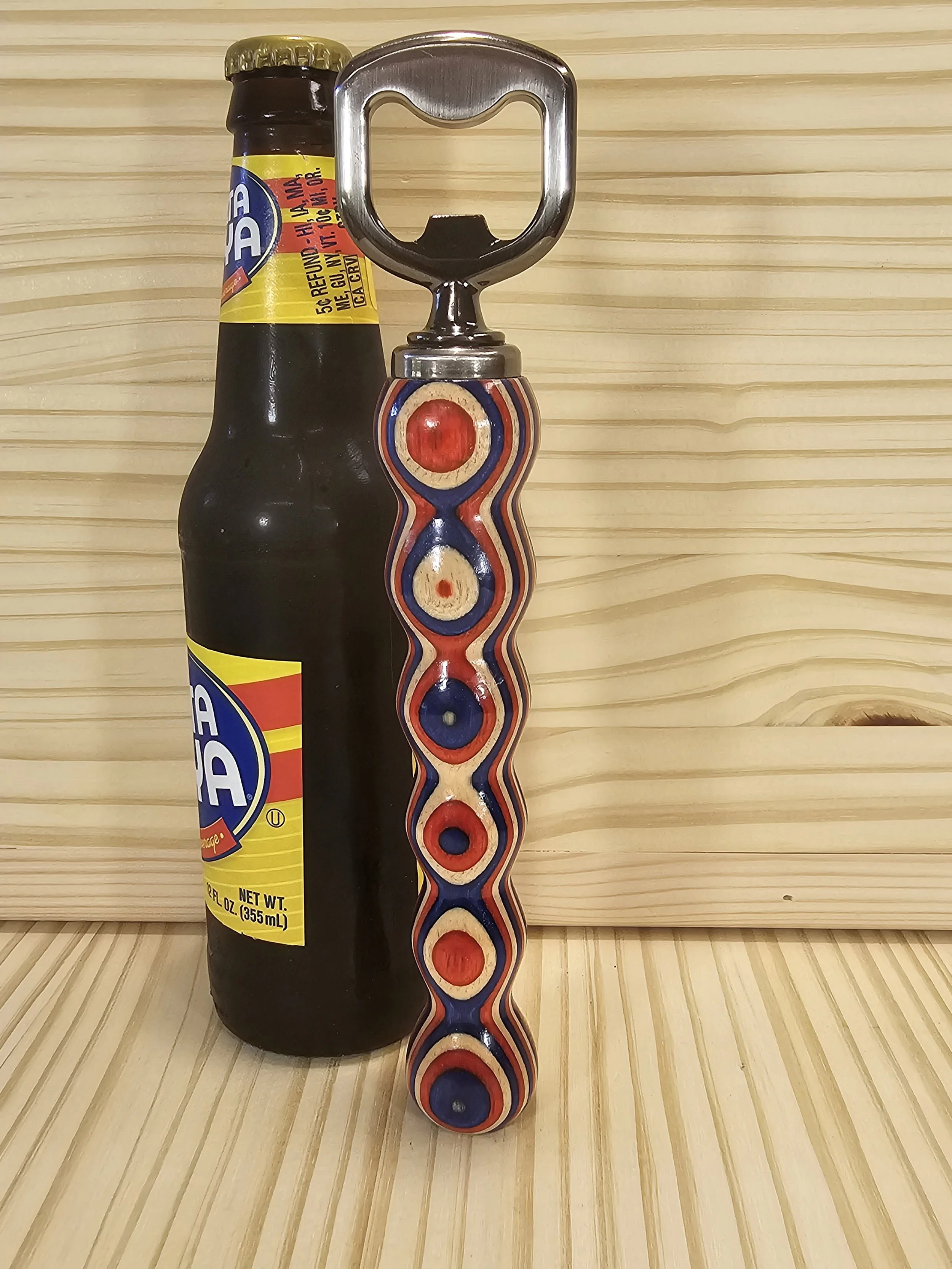 Bottle Opener with Colorful Americana patterned SpectraPly