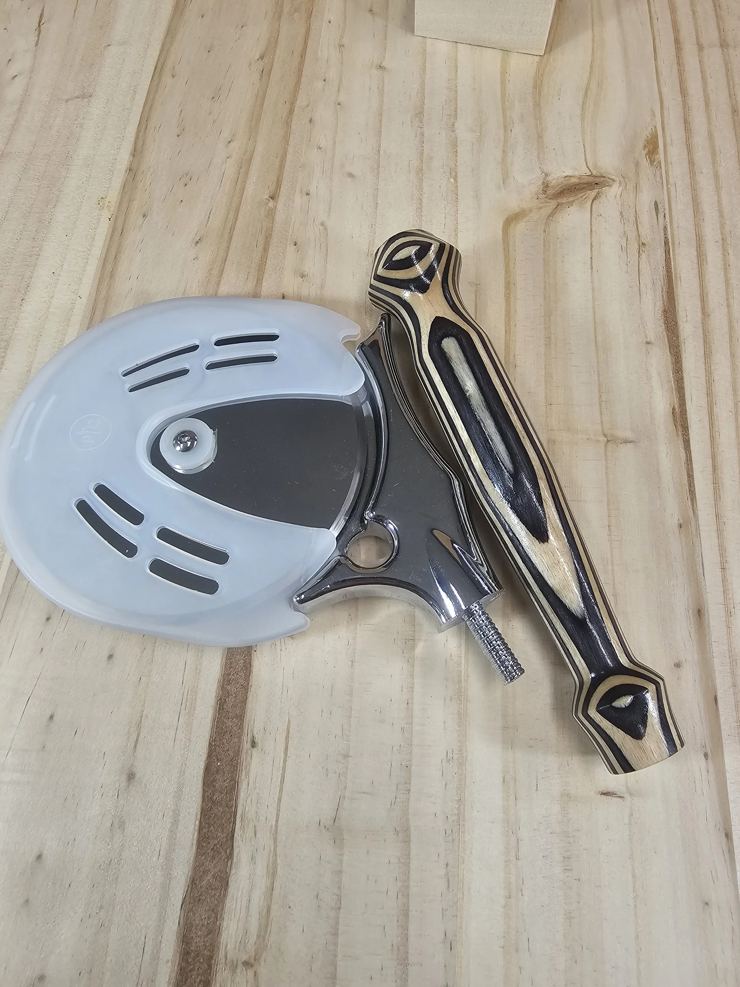 Large Pizza Cutter Wheel with black and white handle