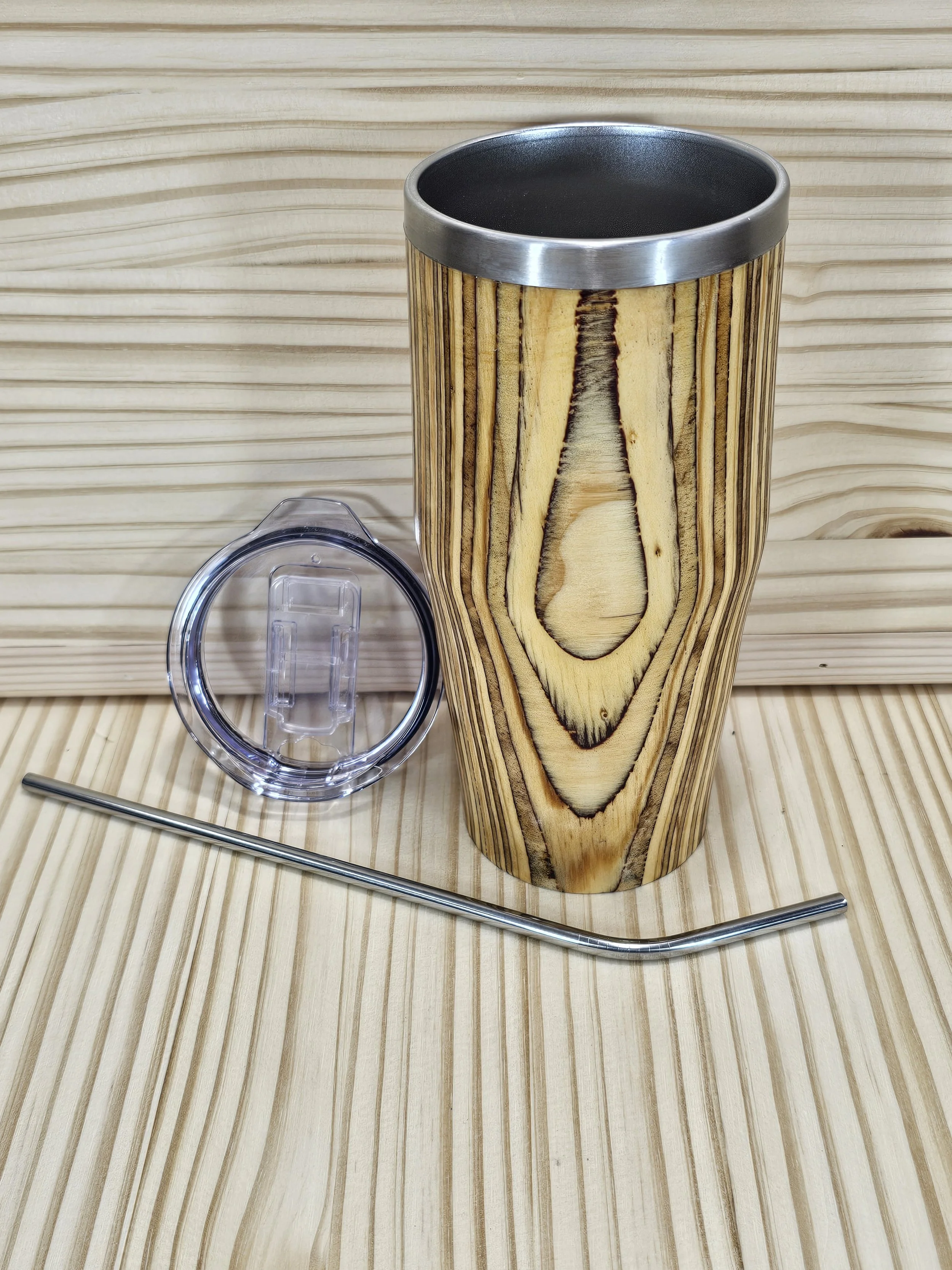 Laminated PlyWood beverage Tumbler, 20 Ounce Capacity