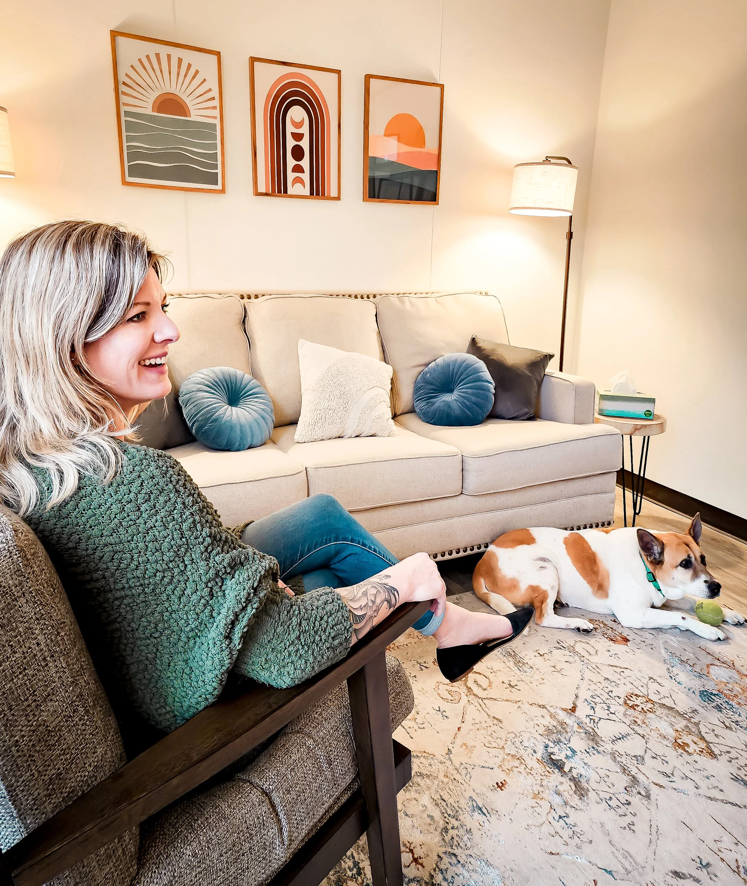 Allie Haydon founder of Aligned Therapy and Coaching explaining her services