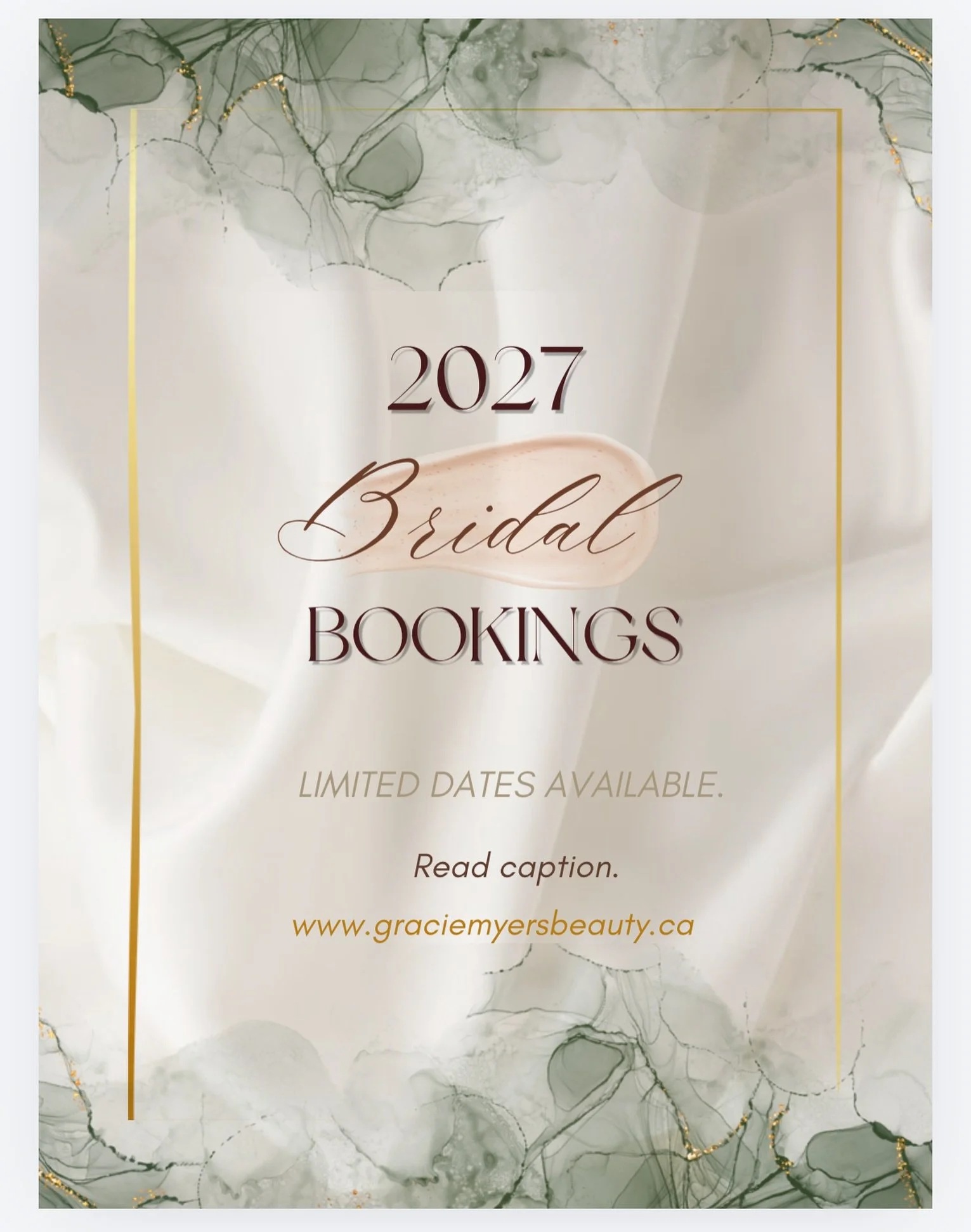 I will only be personally taking on a few more wedding dates for 2027. So if you haven't inquired yet, now is the time. 

If you're awaiting a response from me and haven't received one, please send me a follow up email. As mentioned before, my emails
