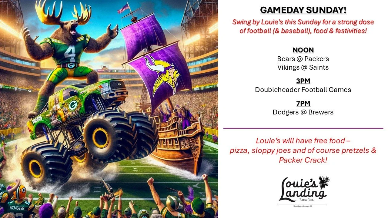 BIG GAME DAY TOMORROW!!

Great football &amp; baseball action tomorrow along with free food.  We open at 11am.

See ya @ Louie's