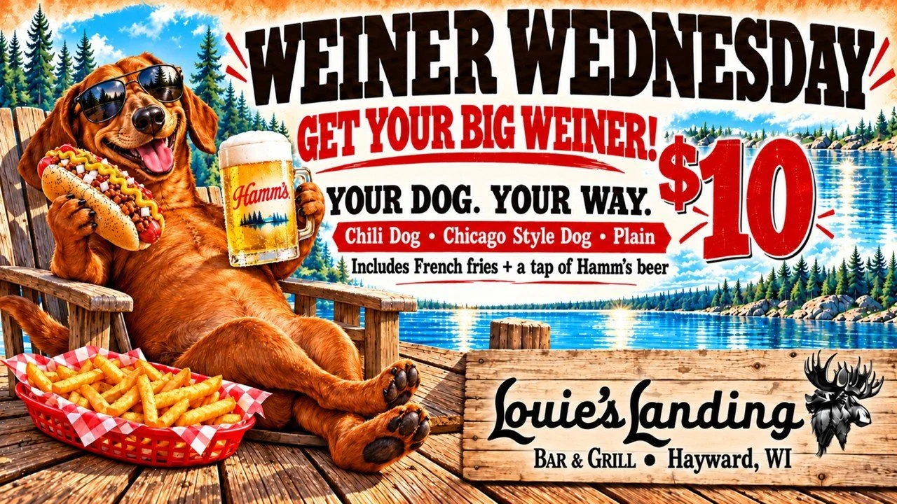WEINER WEDNESDAY

Louie's has a new Wednesday lunch special - WEINER WEDNESDAY!  Get your Hot Dog your way plus french fries &amp; a tap of Hamm's every Wednesday starting tomorrow.

See ya @ Louie's