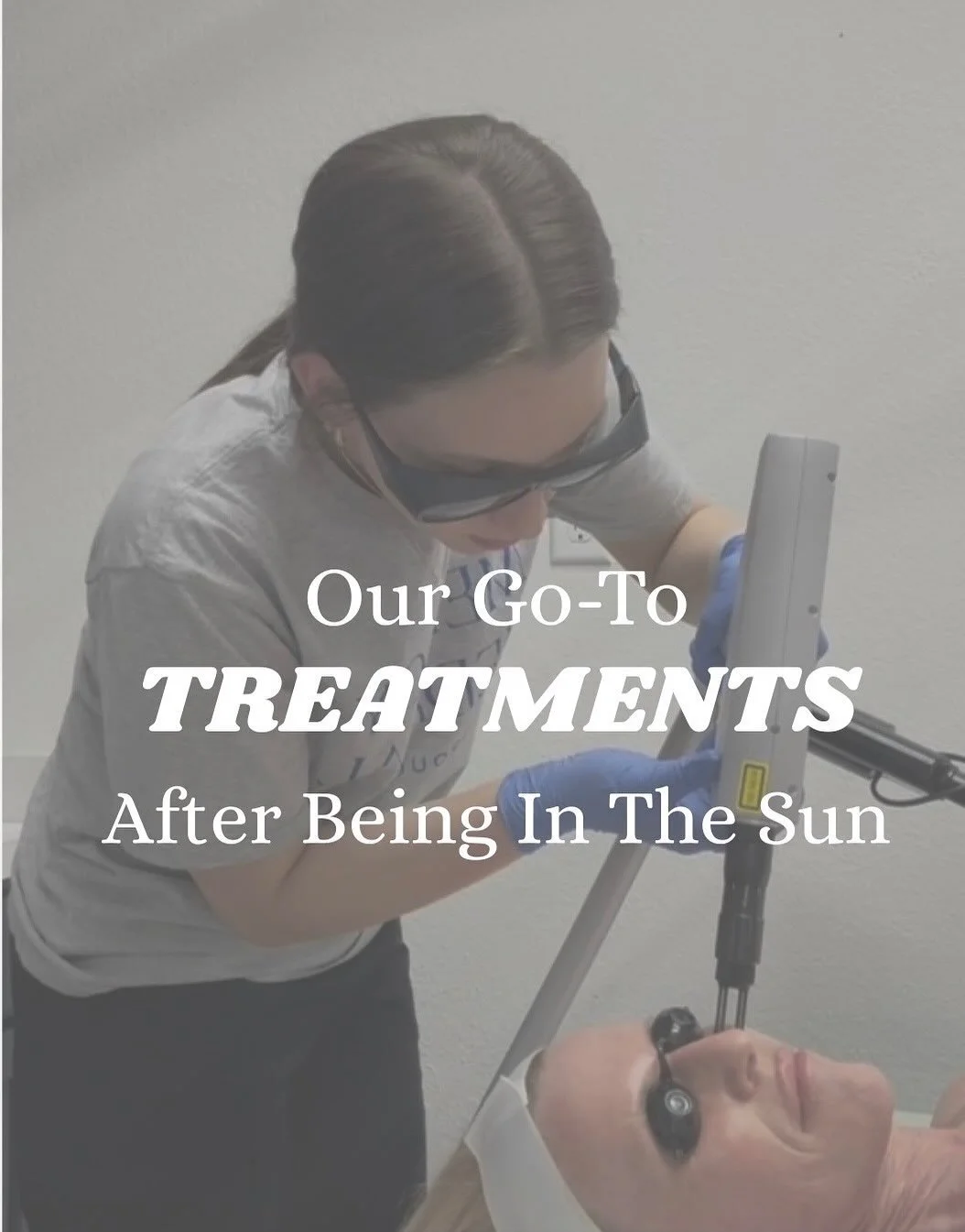 Being in the sun is all fun and games until it leaves behind fine lines &amp; wrinkles, sun damage, age spots, &amp; uneven texture ✨

Swipe to see all the treatments you can do to help correct your skin after a long summer in the sun! ✨

Give us a c