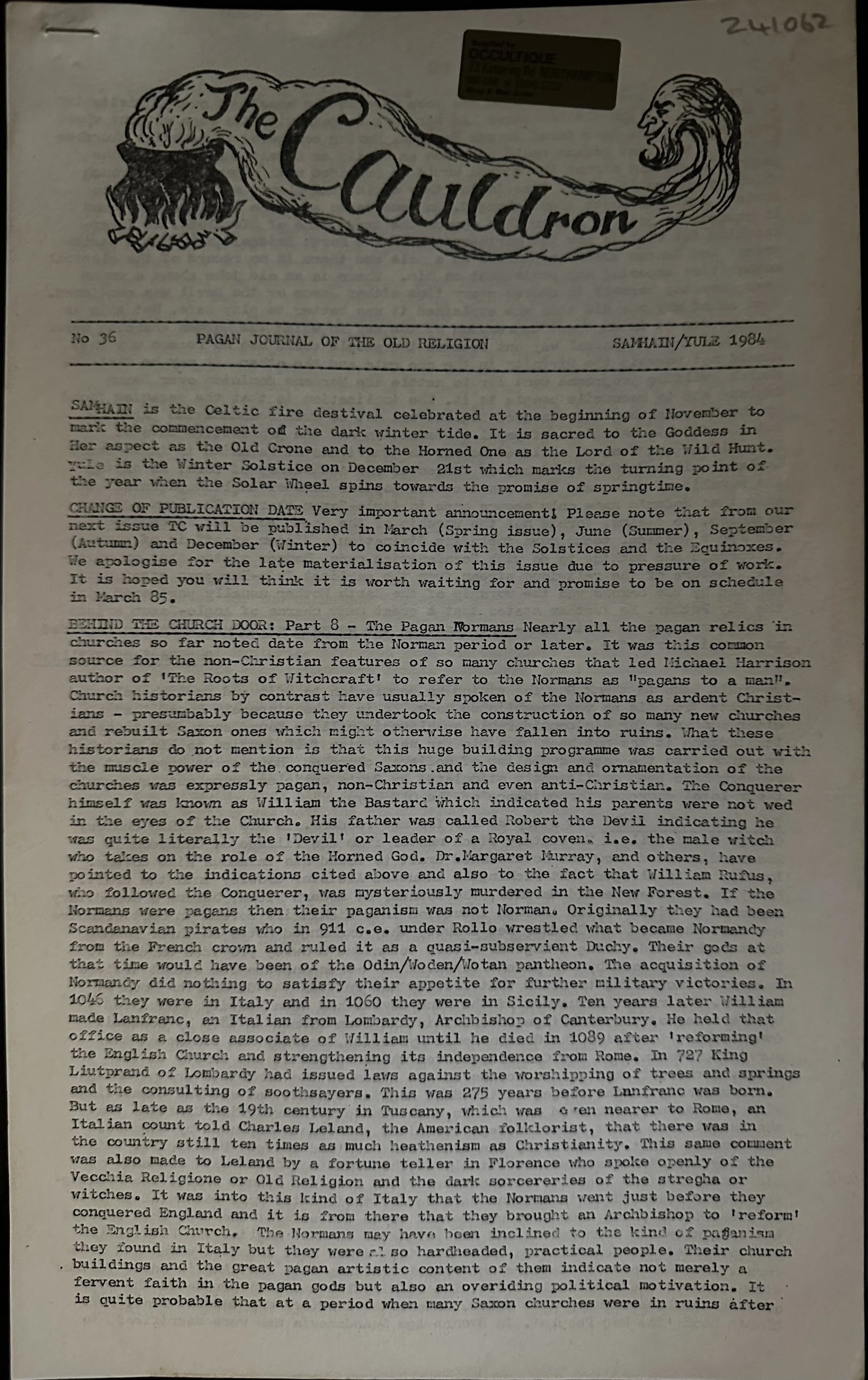 The Cauldron - Pagan Journal of the Old Religion - Samhain:Yule 1984 No 36.jpg